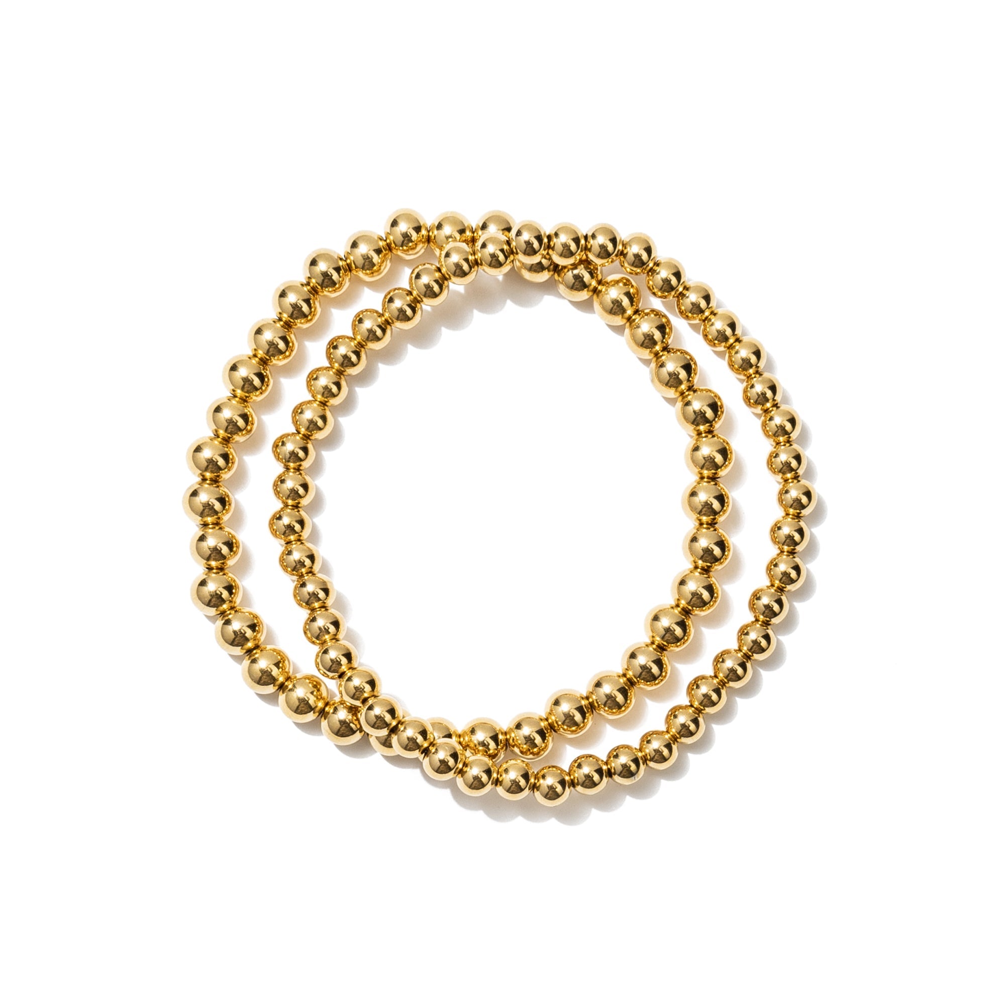 Waterproof Bold Gold Double Beaded Bracelet Set