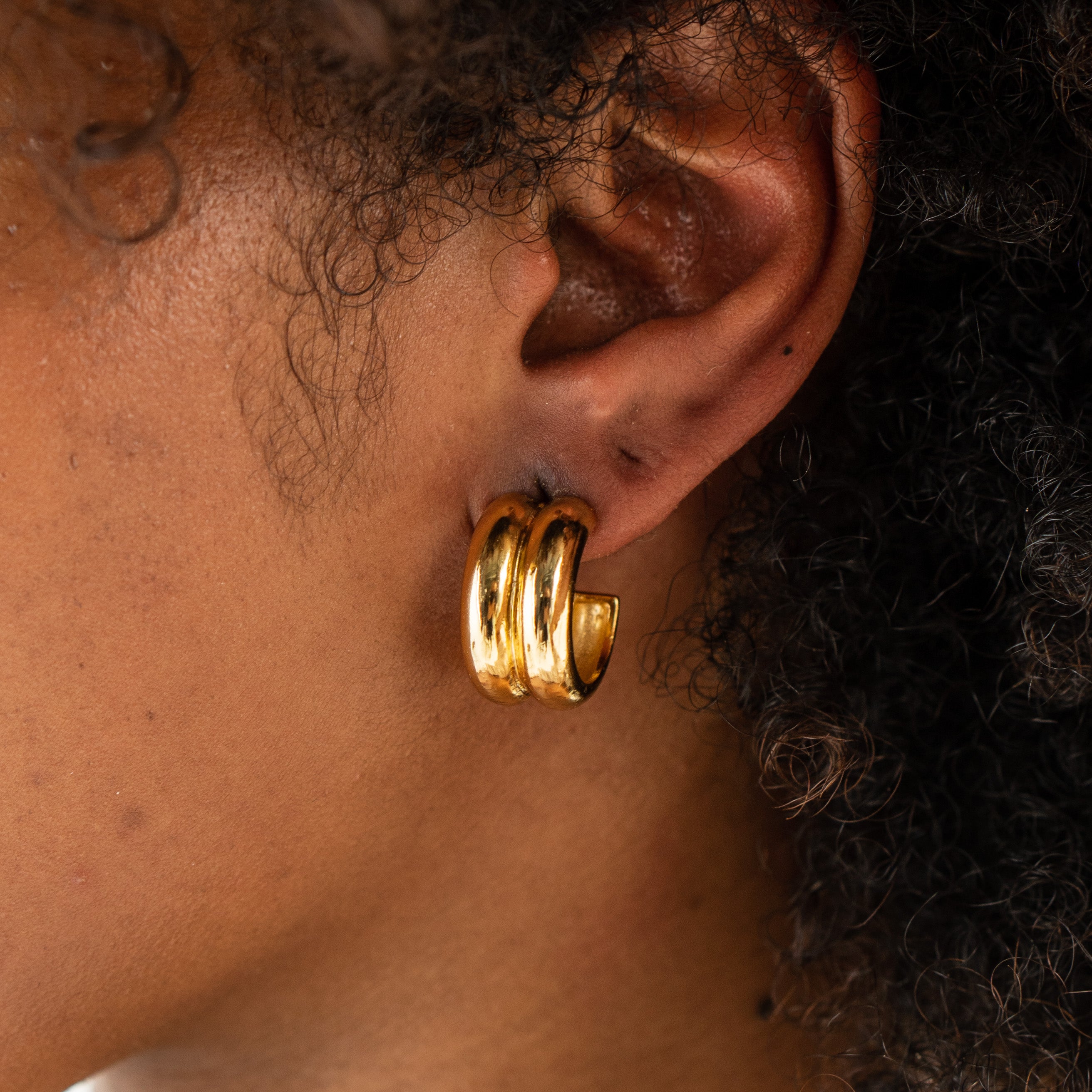 Waterproof Twin Gold Hoops