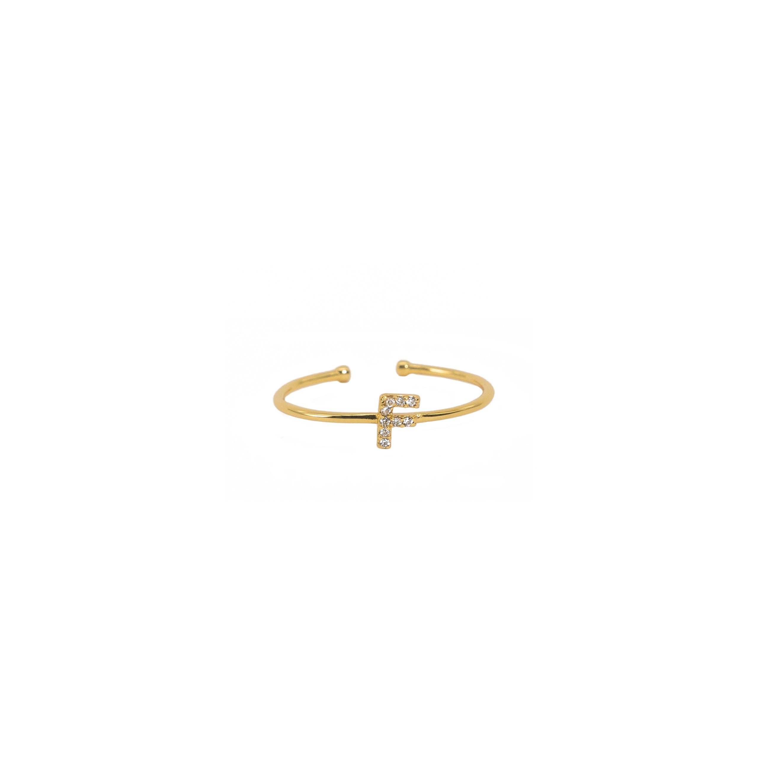 18K Gold Shiny Adjustable Initial Ring