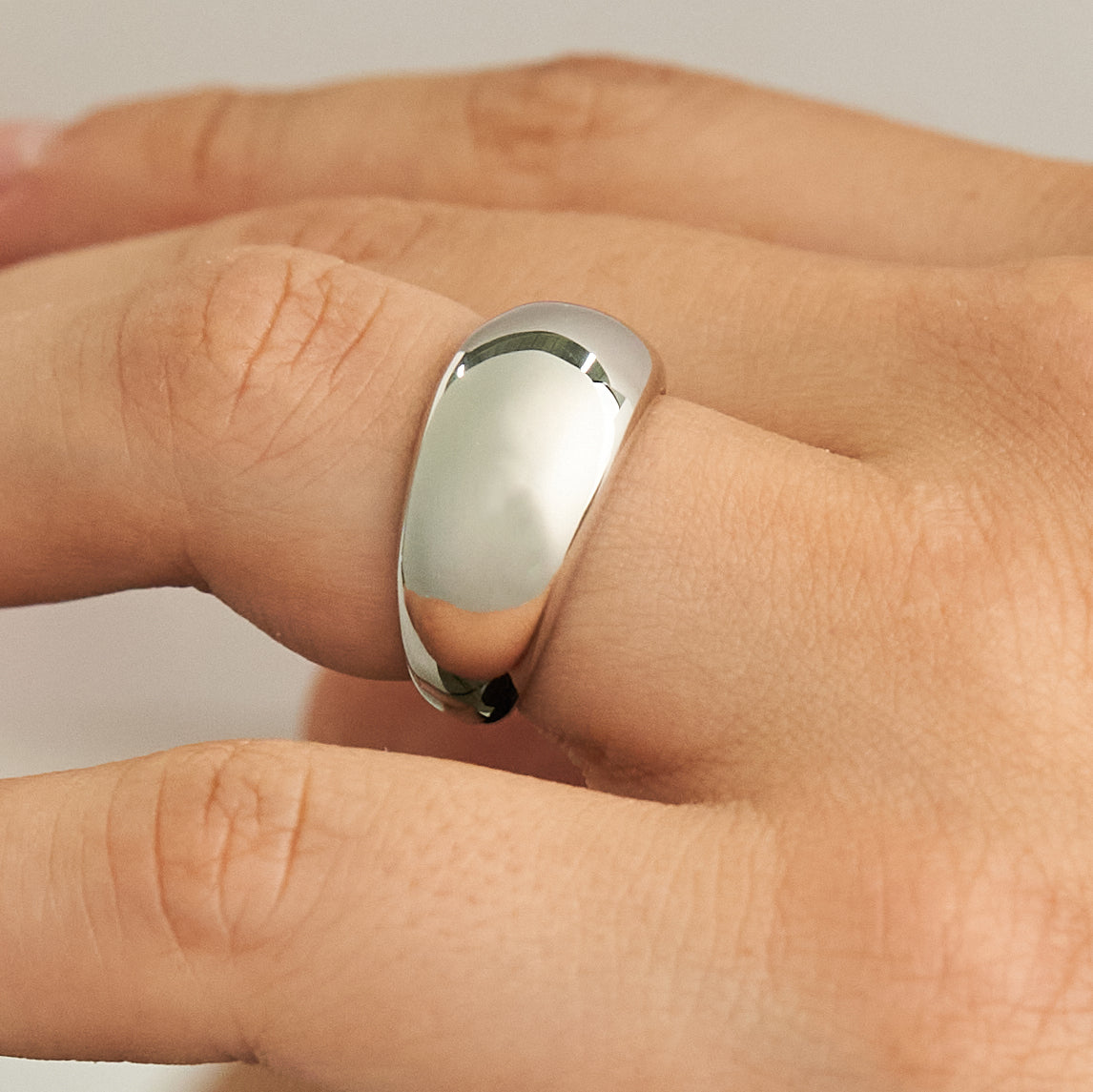 Waterproof Silver Dome Ring