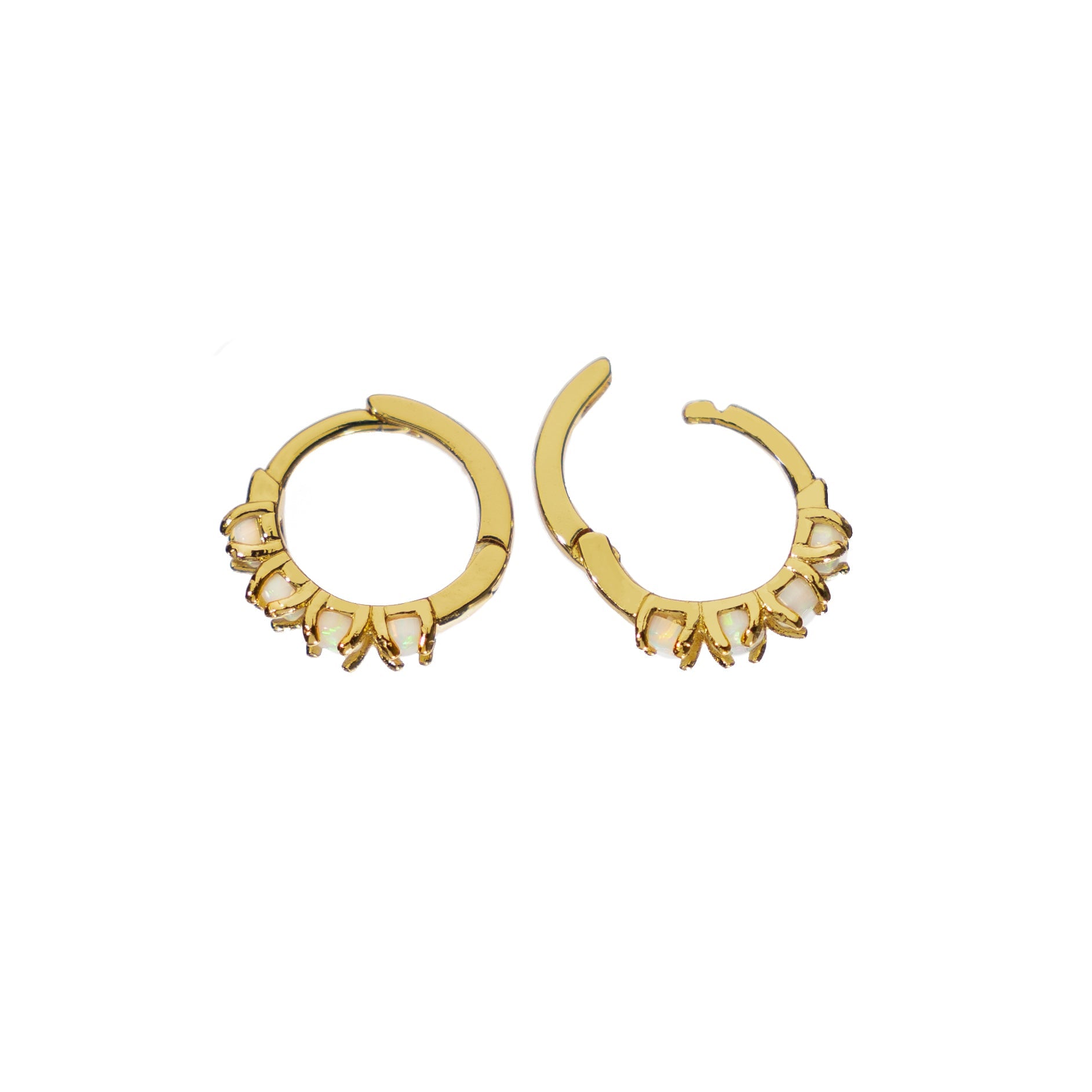 18K Gold Opal Huggies