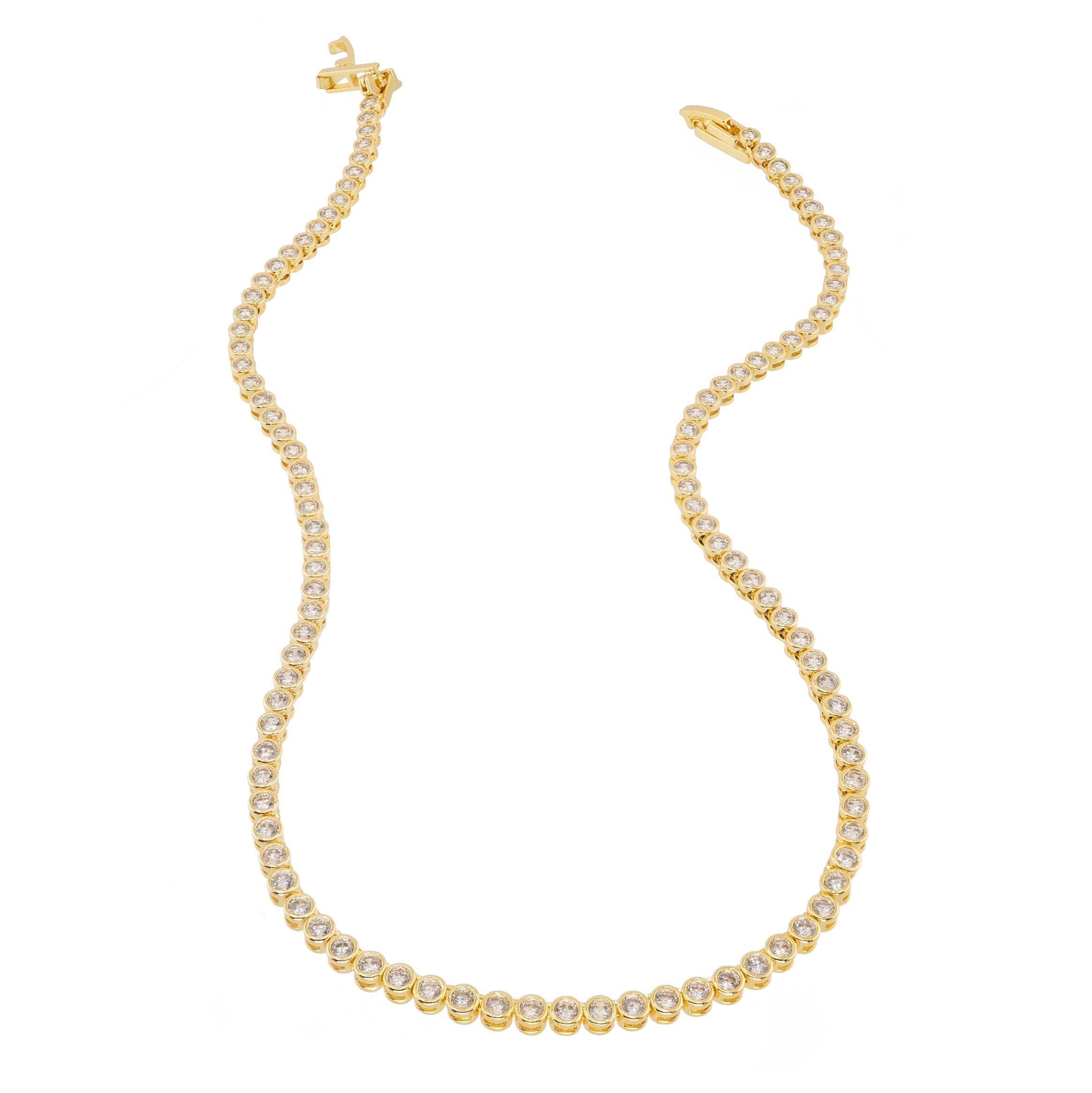 18K Gold Round Brilliant Tennis Necklace