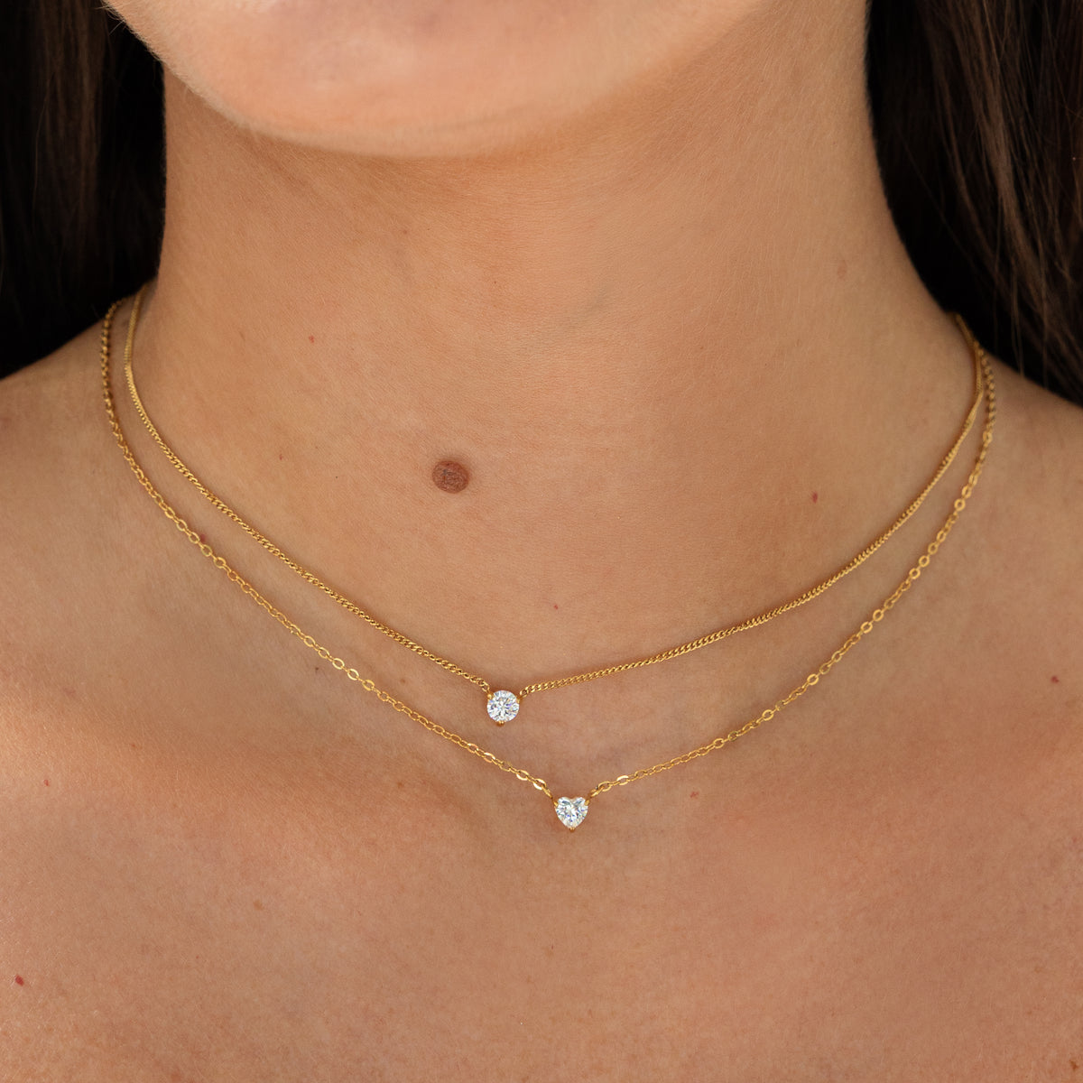 Waterproof 4mm Heart Solitaire Necklace
