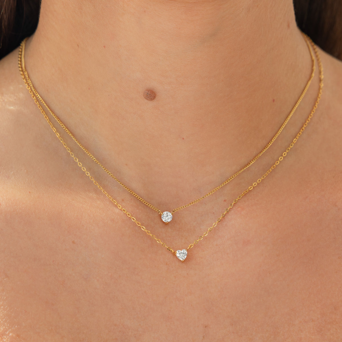 Waterproof 4mm Round Brilliant 5A CZ Solitaire Necklace