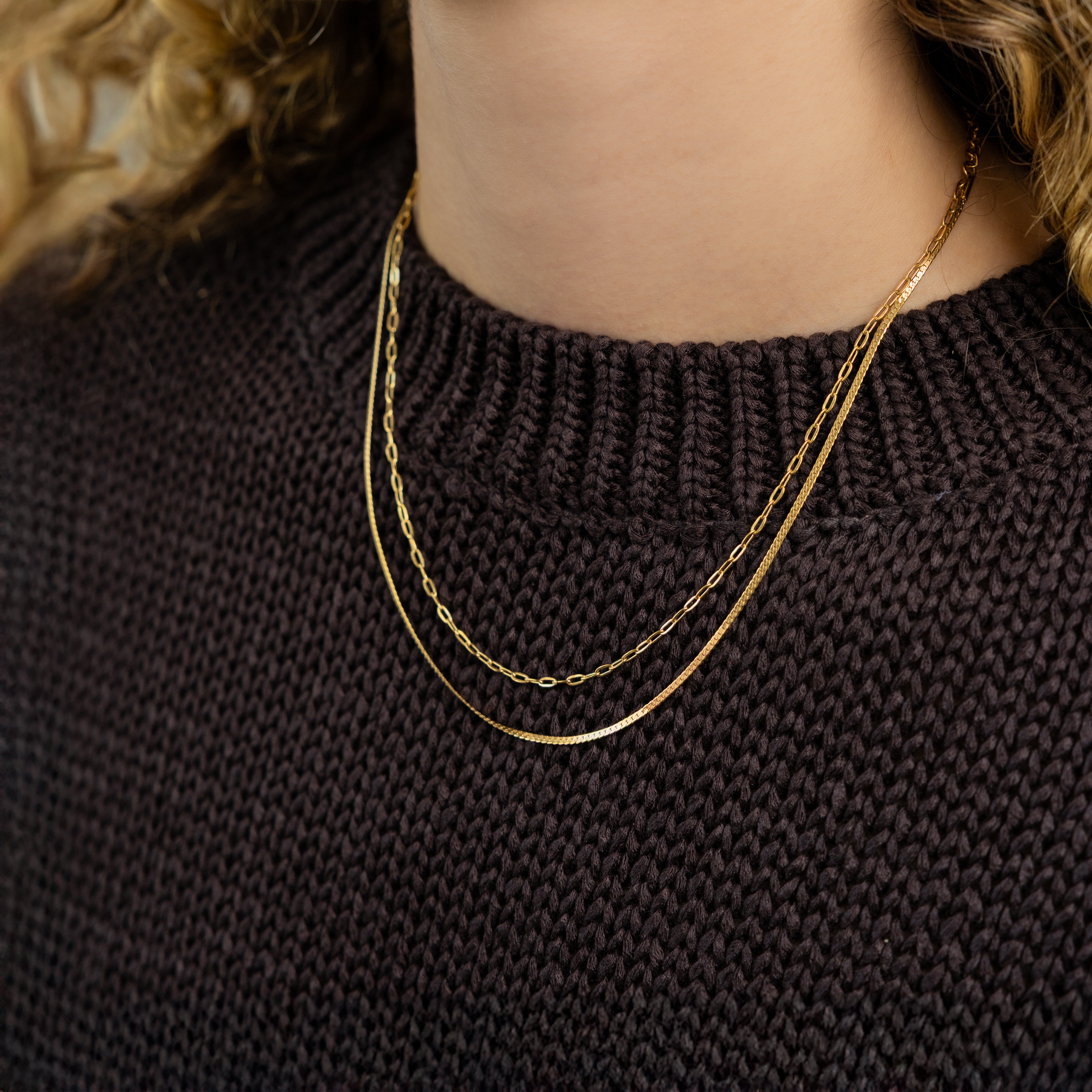 Waterproof Gold Double Layer Paperclip Necklace