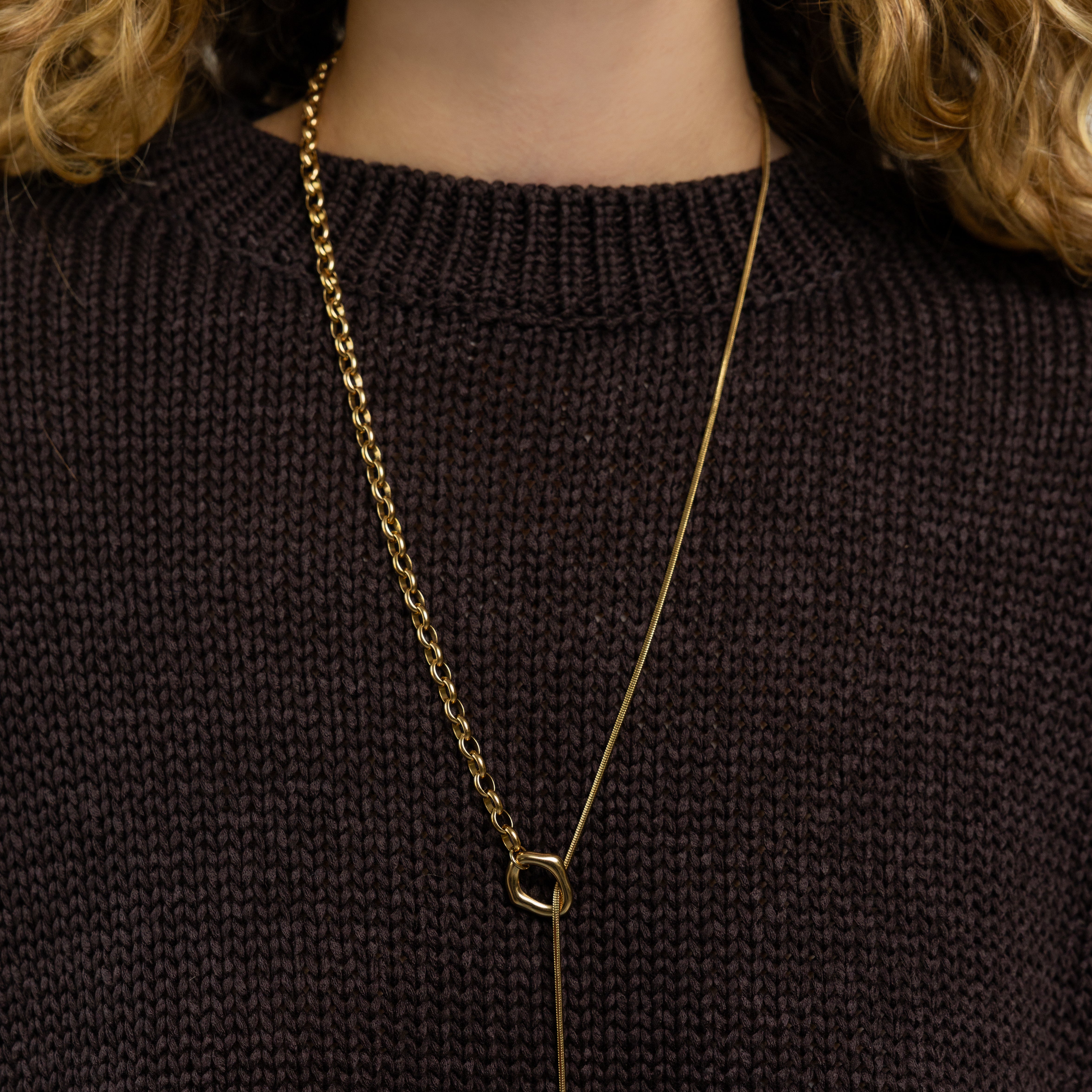 Waterproof Gold Dual Chain Toggle Necklace