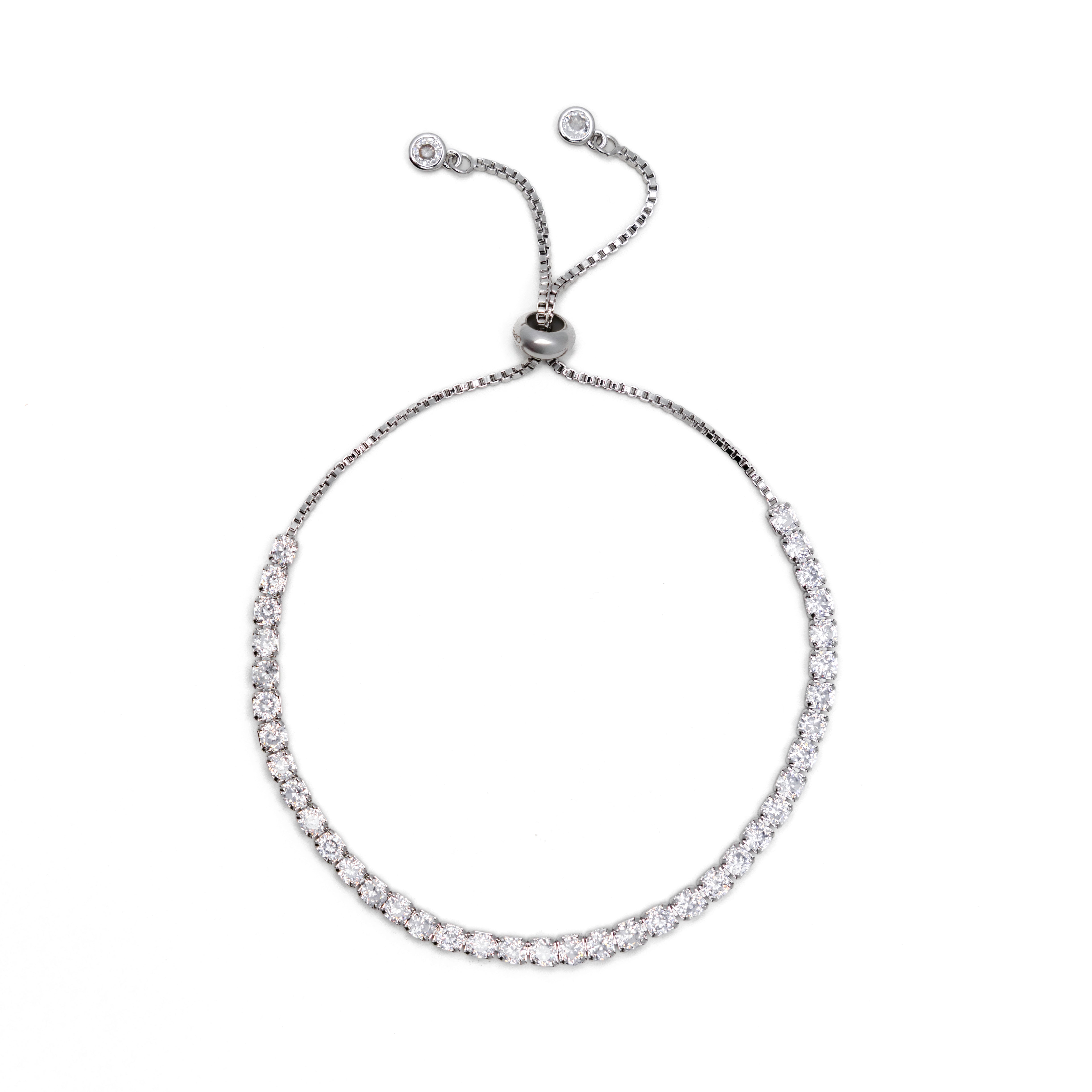 Demi-Fine Silver Pull Tie Tennis Bracelet