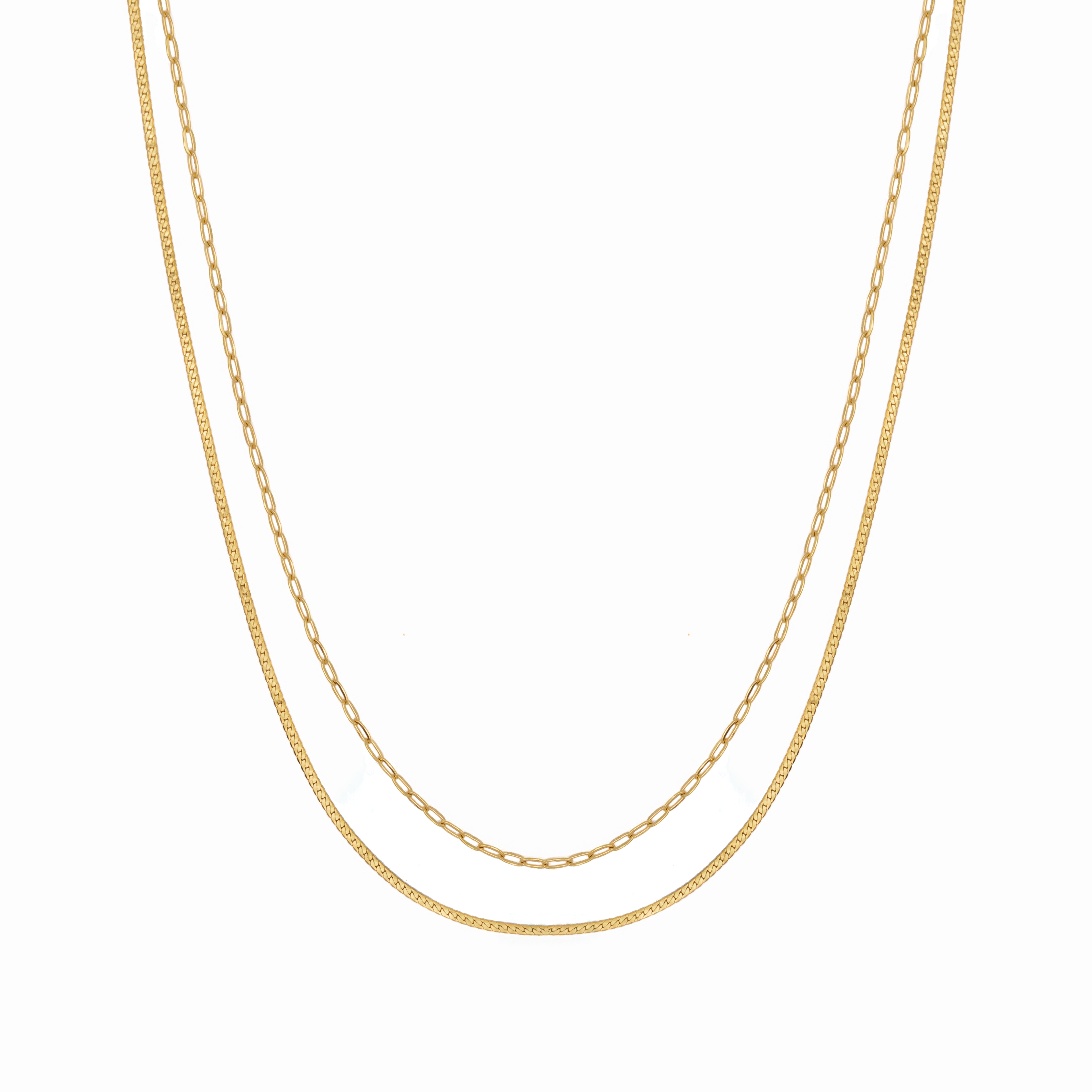 Waterproof Gold Double Layer Paperclip Necklace