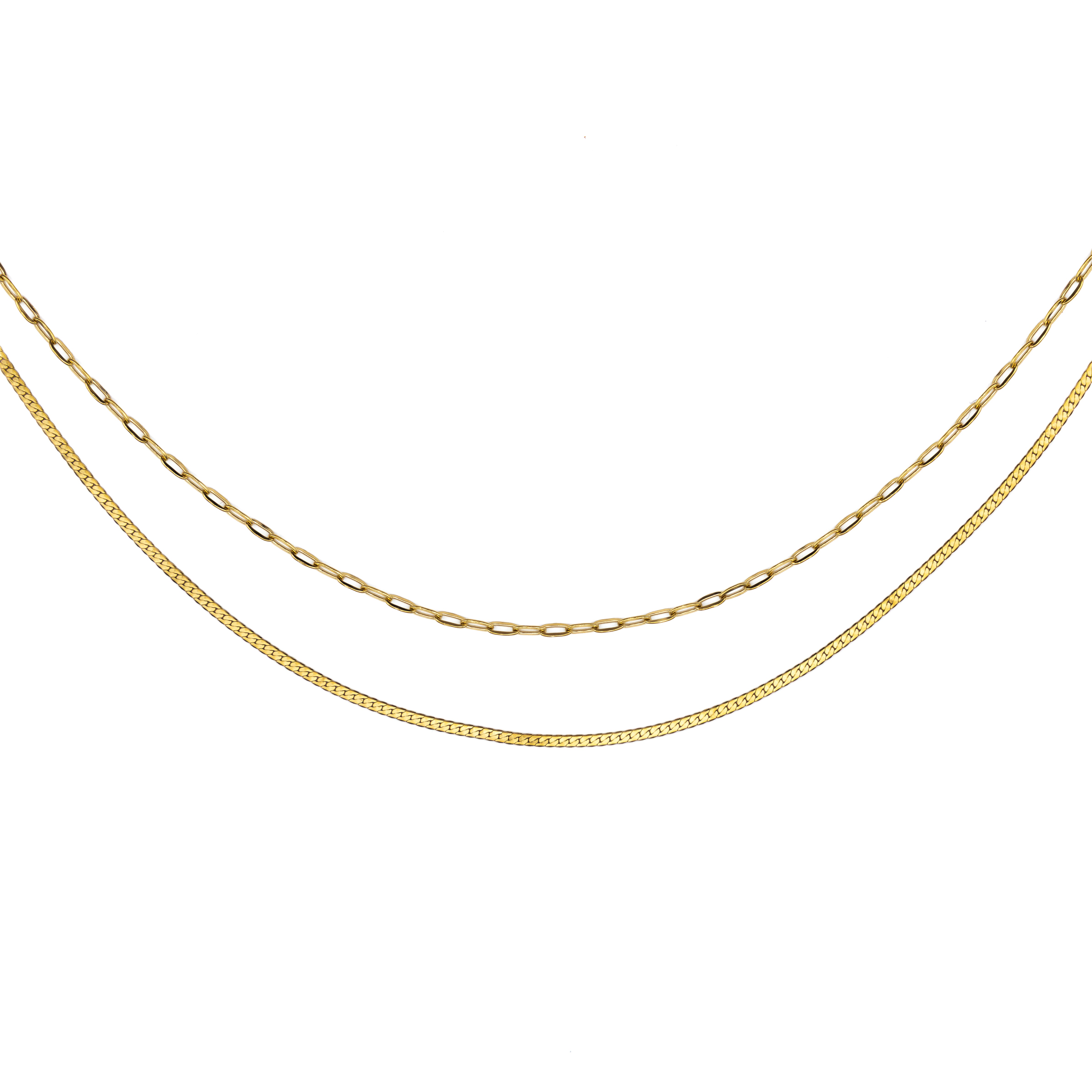 Waterproof Gold Double Layer Paperclip Necklace