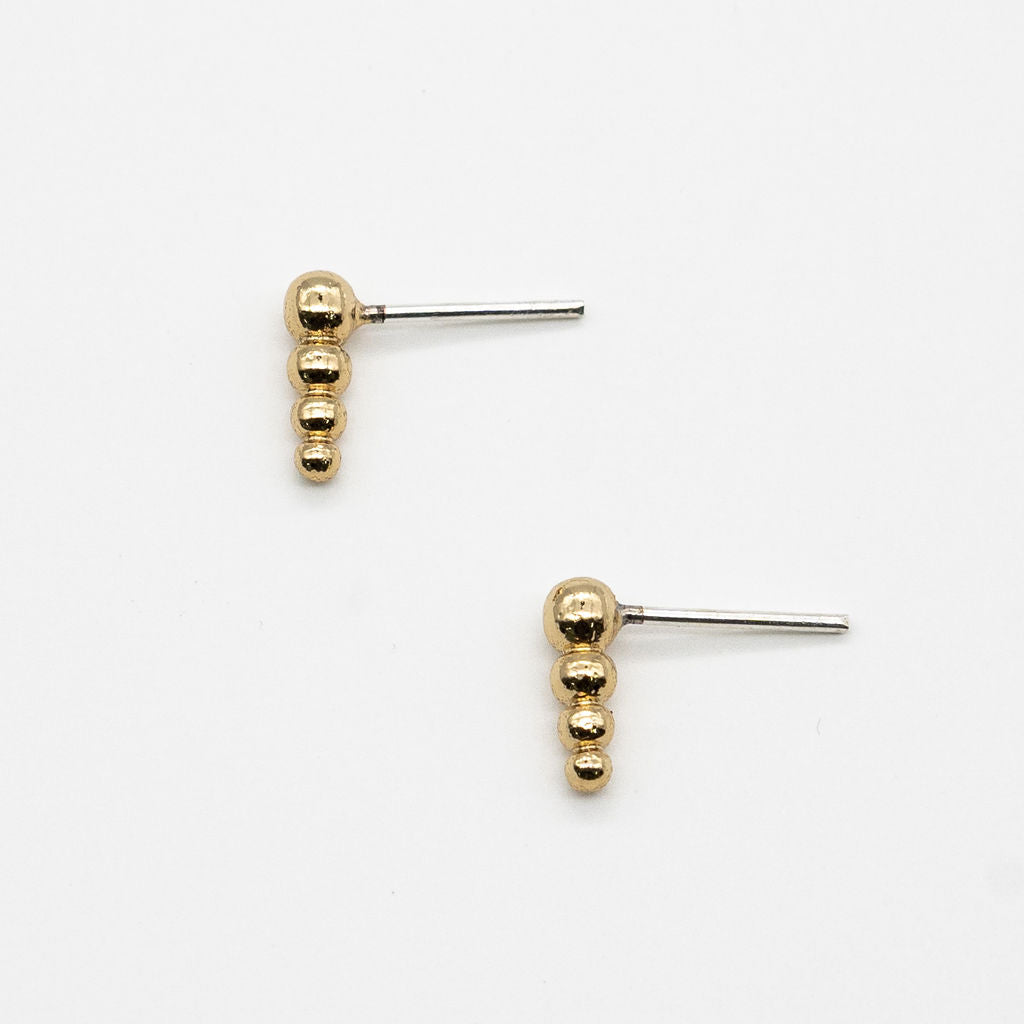 24K Gold Beaded Ear Climber Studs