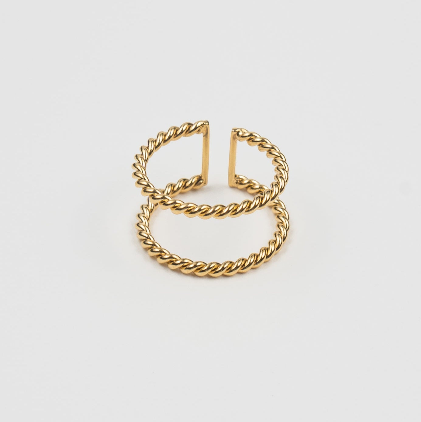 Waterproof Gold Twisted Double Ring