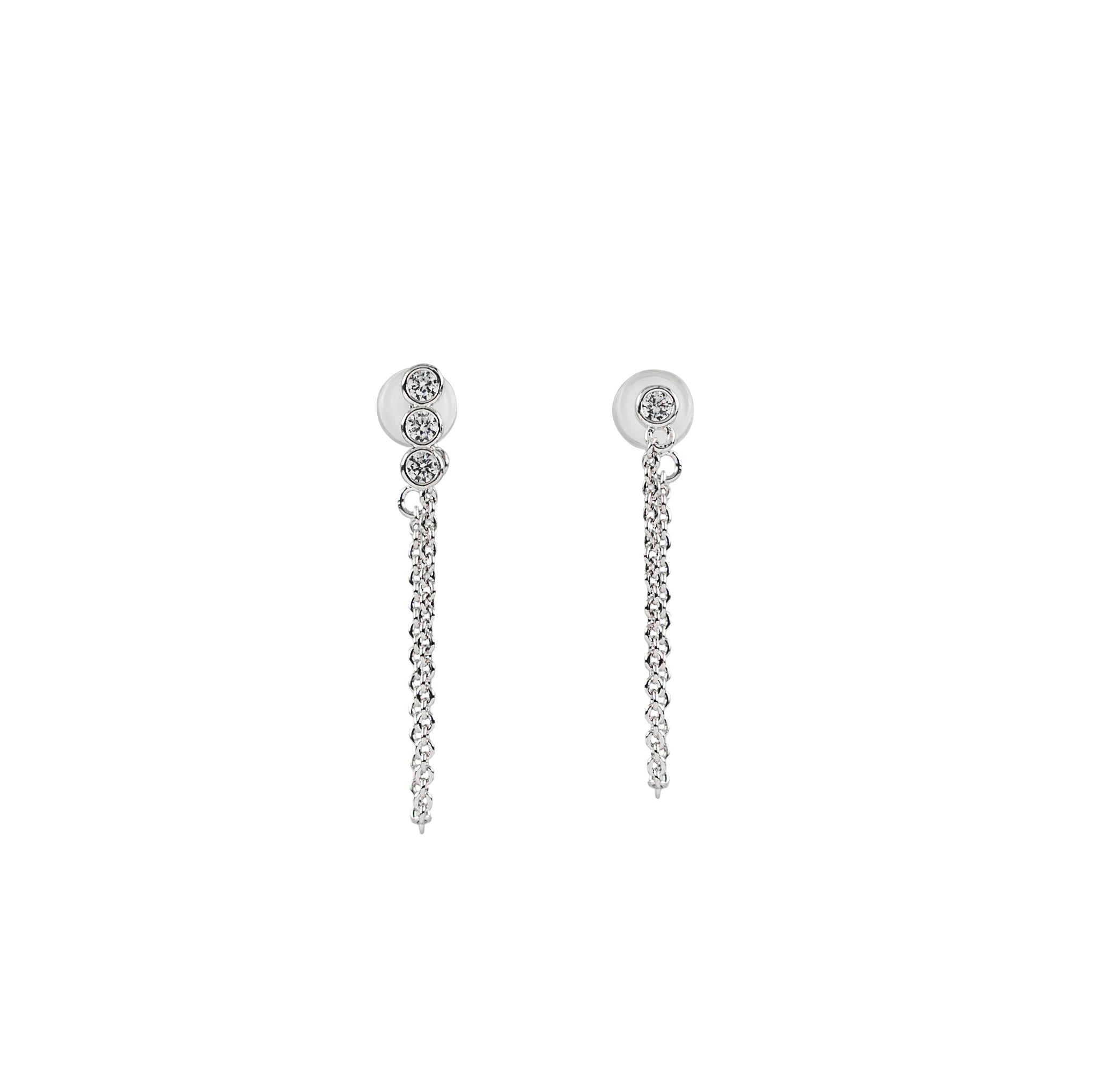 Silver Crystal Chain Earring Set