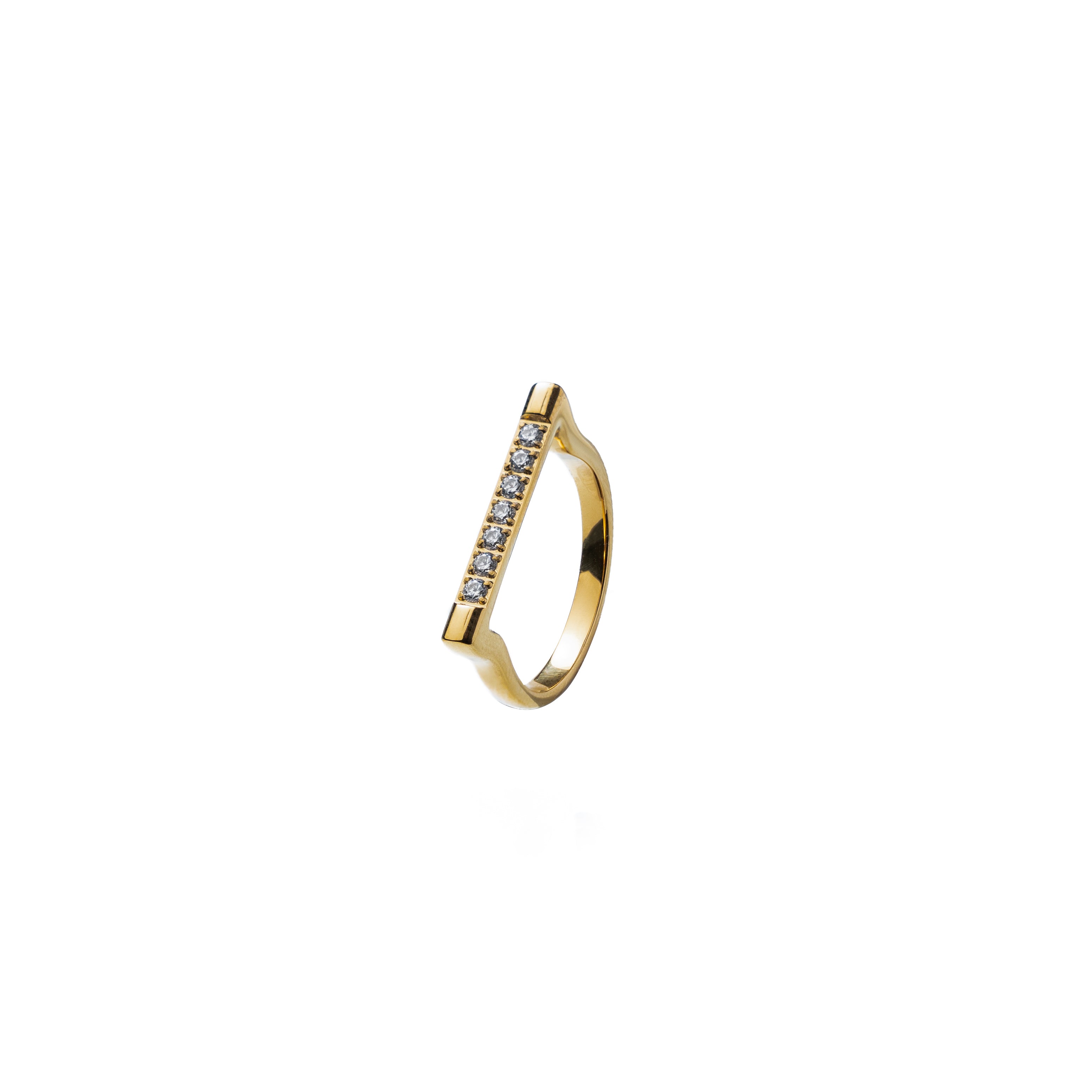 Waterproof Gold Diamond Bar Ring
