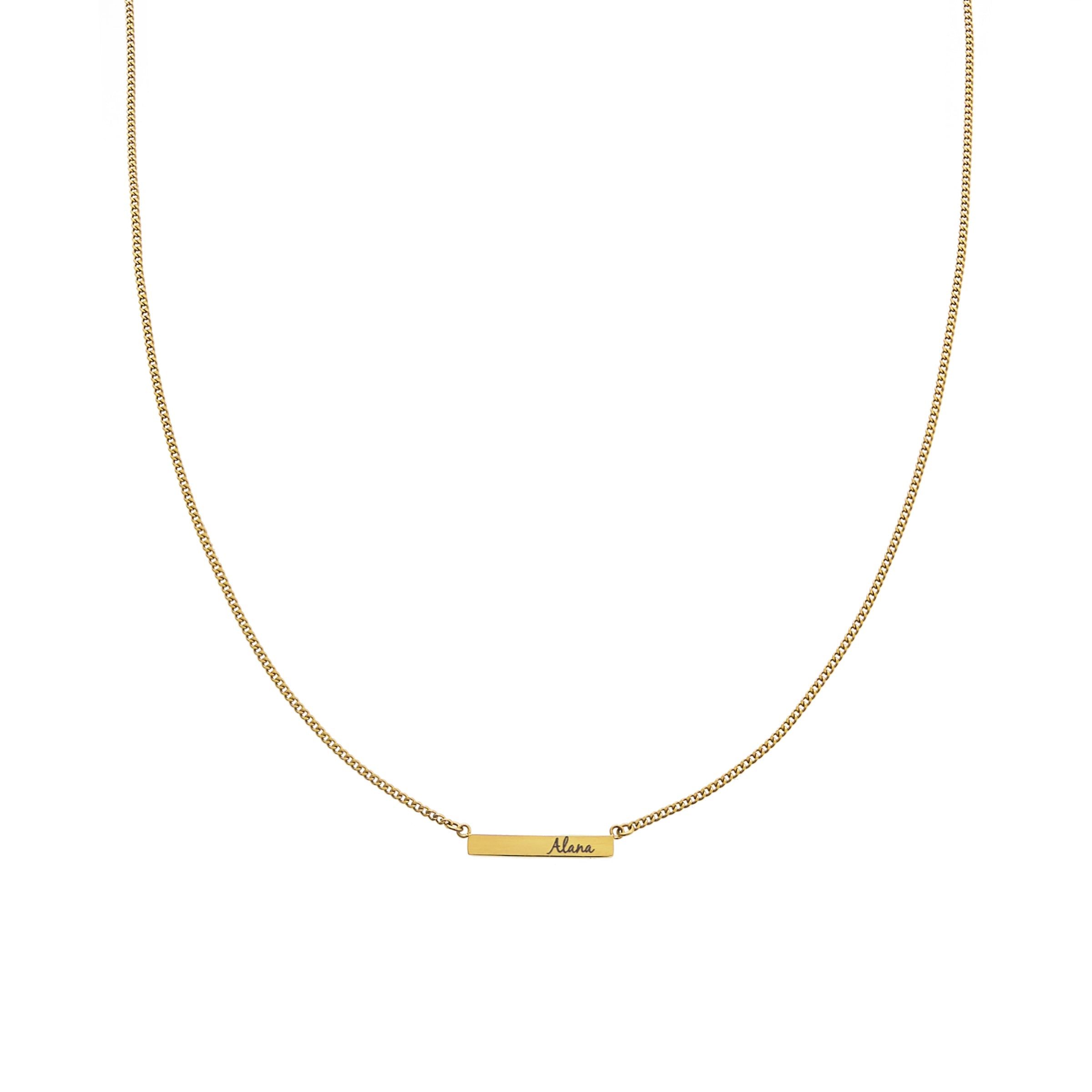 Waterproof Gold Personalized Bar Necklace Mini