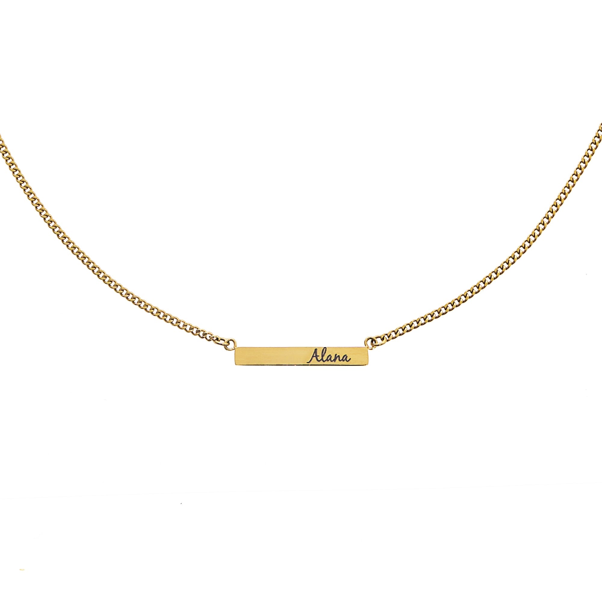 Waterproof Gold Personalized Bar Necklace Mini