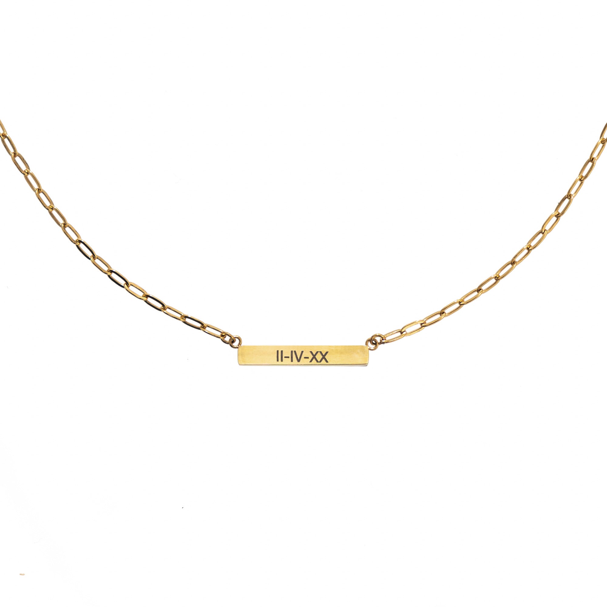 Waterproof Gold Mini Bar Paperclip Chain (Get it engraved!)