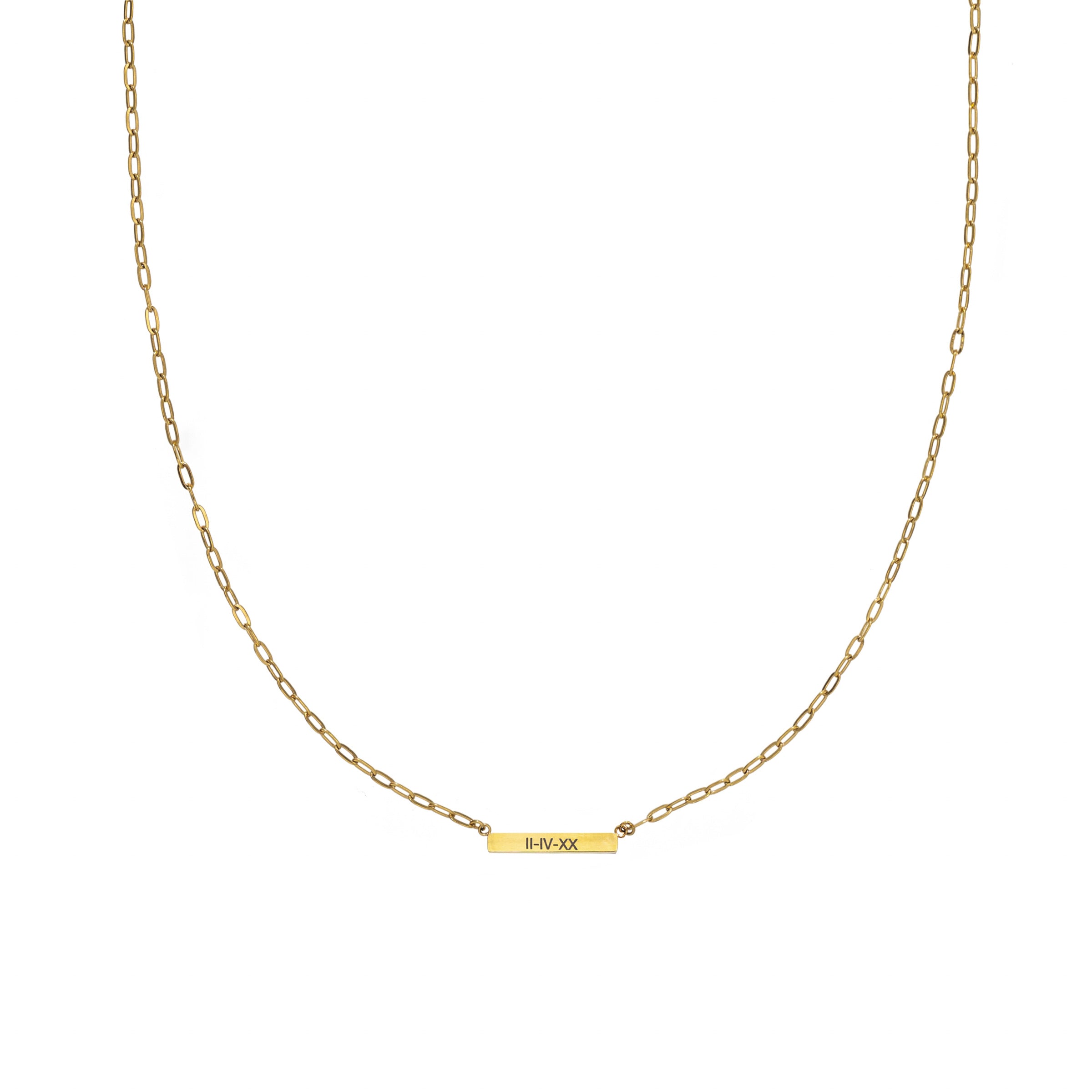 Waterproof Gold Mini Bar Paperclip Chain (Get it engraved!)