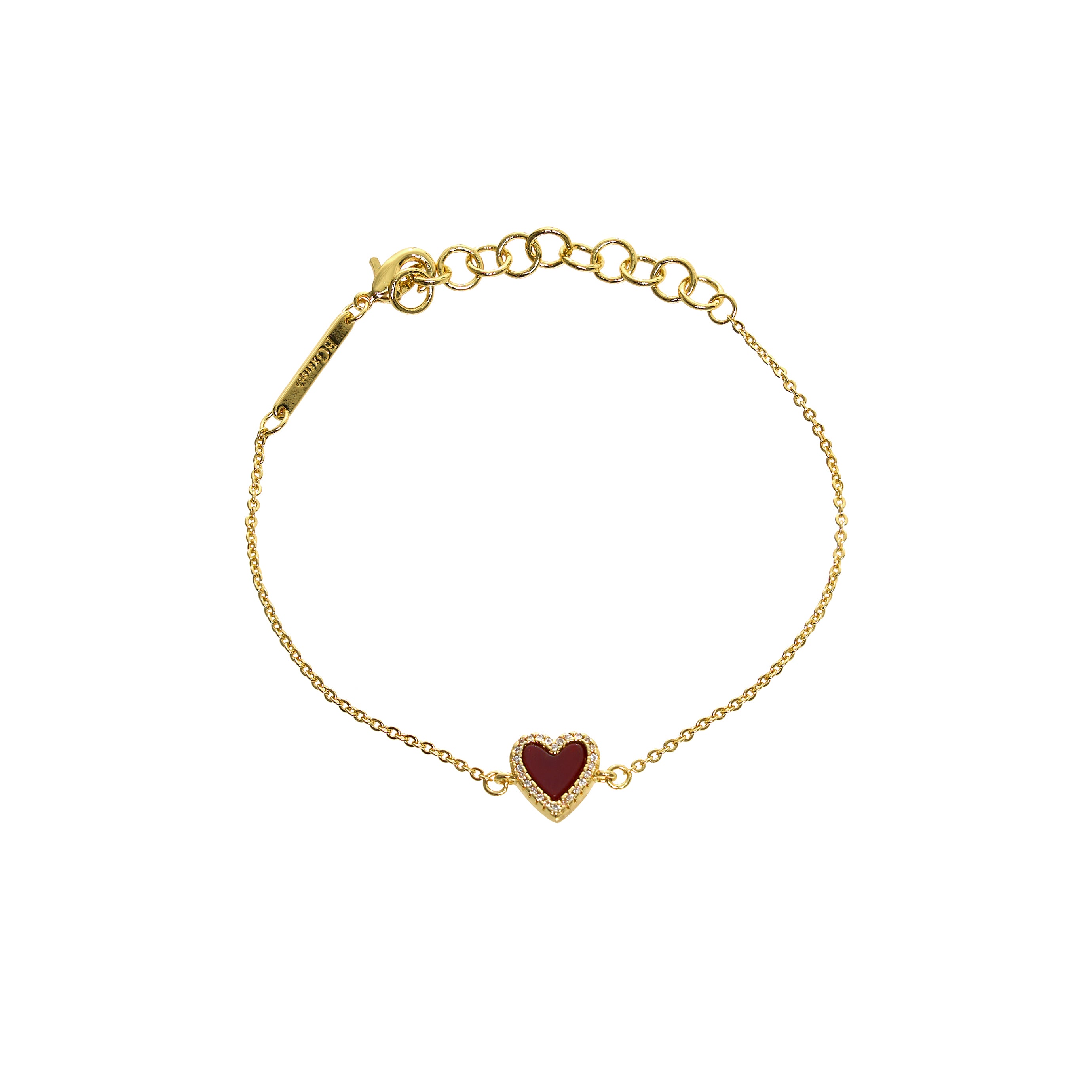 The Tiny Burgundy Agate Heart Bracelet