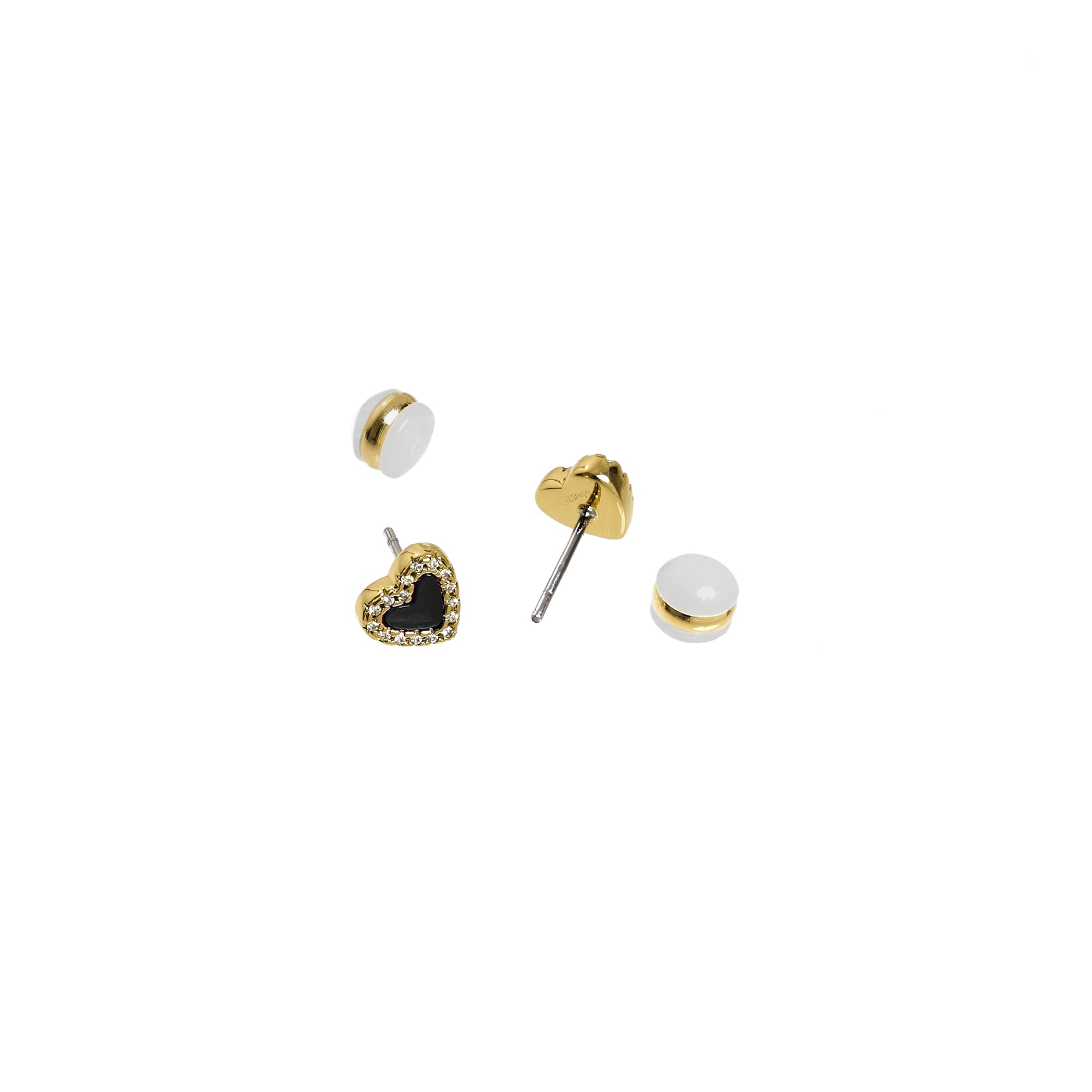 The Tiny Onyx Heart Studs
