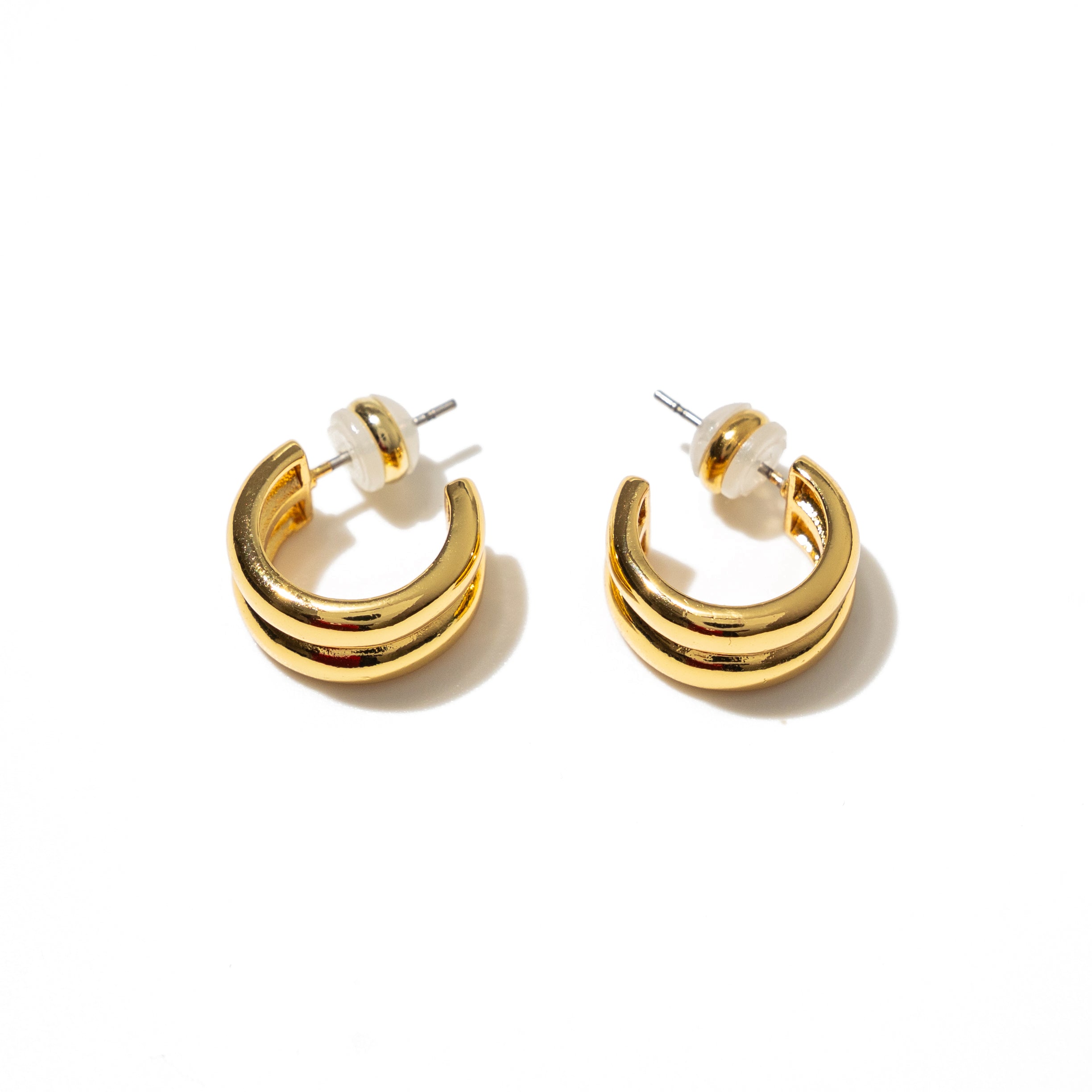 18K Gold Twin Hoops Mini