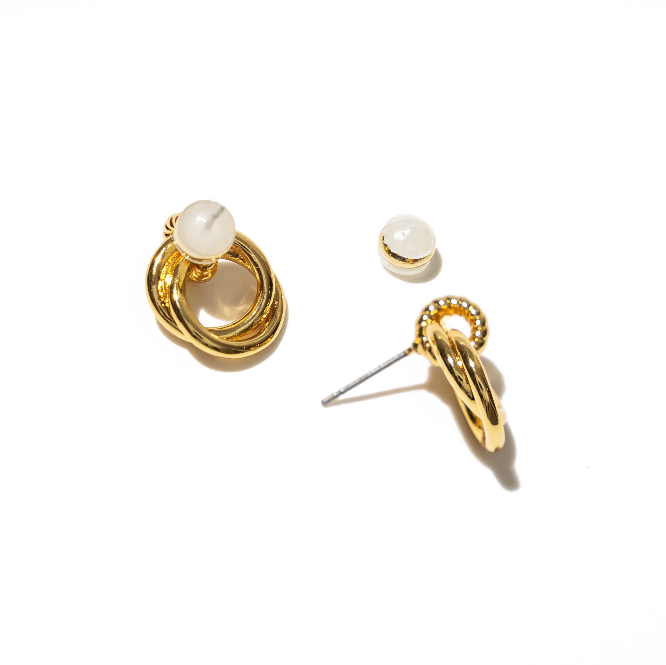 18K Gold Looped Duo Link Studs