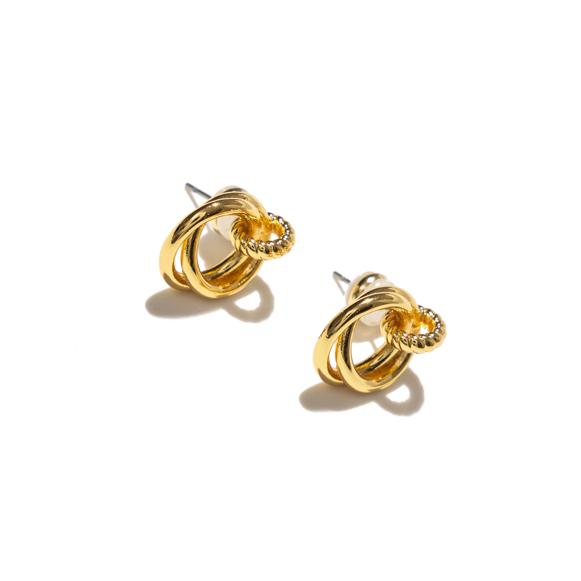 18K Gold Looped Duo Link Studs