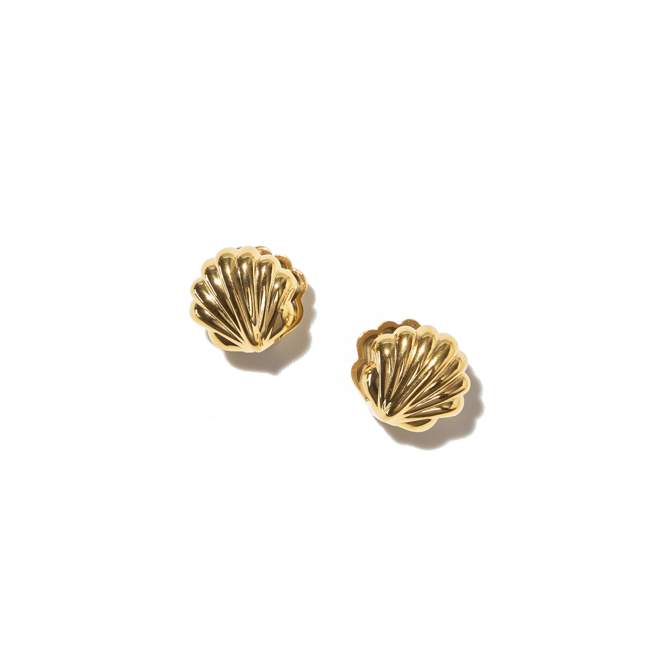 Waterproof Gold Double Shell Earrings