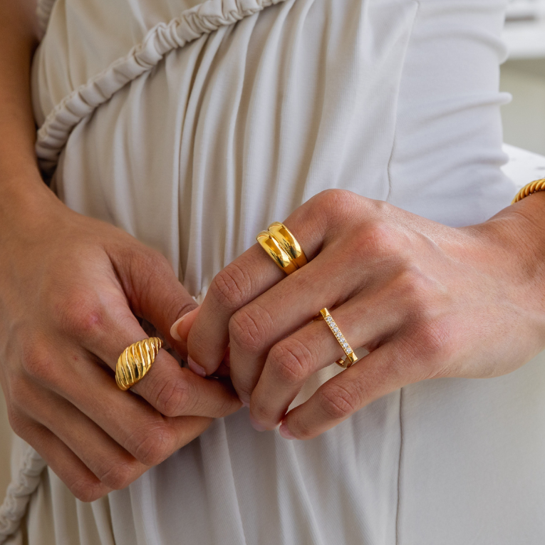 Waterproof Gold Twin Ring