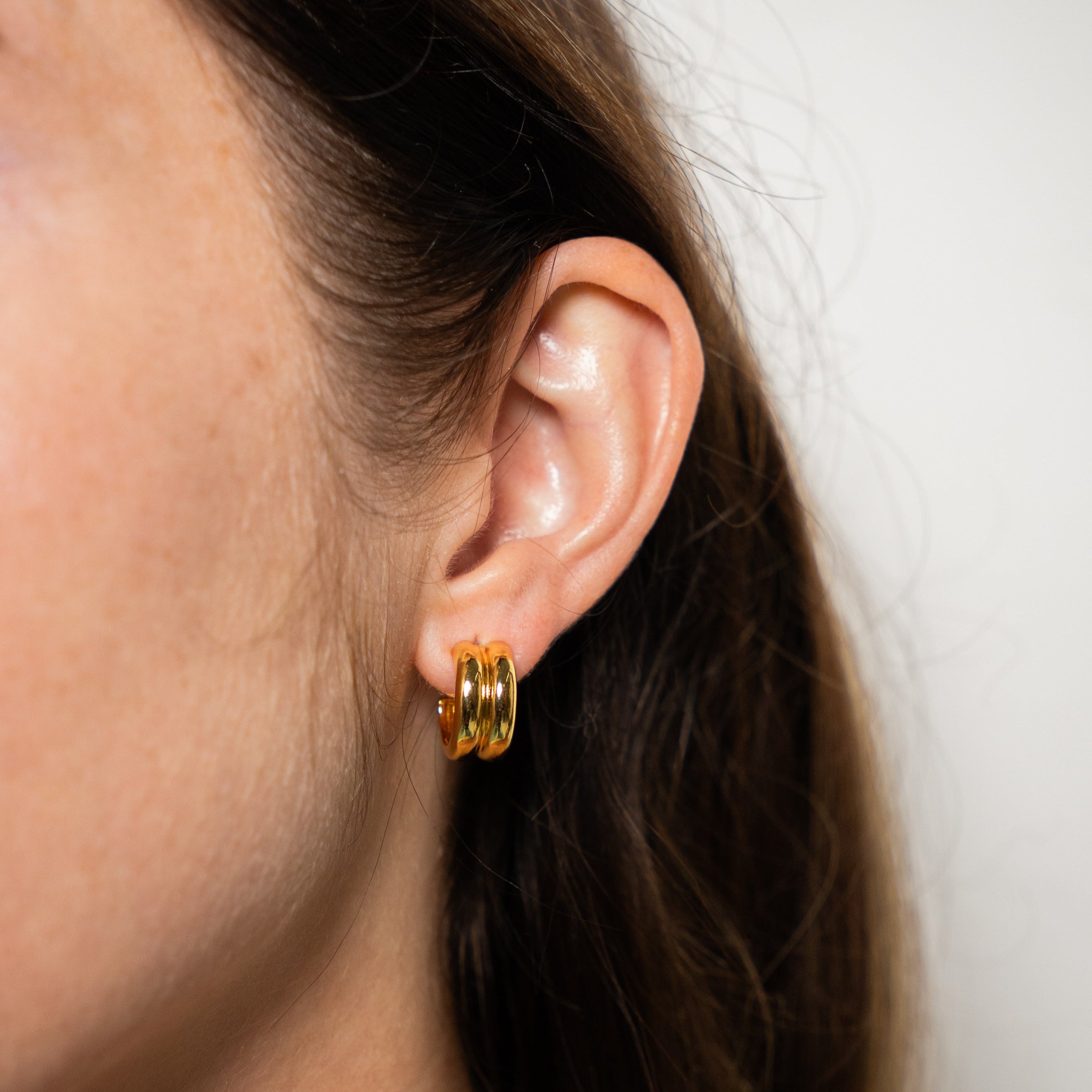 18K Gold Twin Hoops Mini