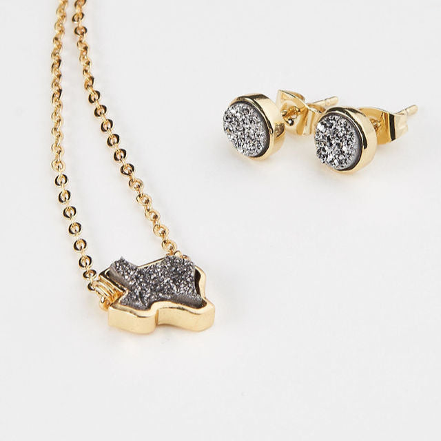 Texas Druzy Necklace in Silver
