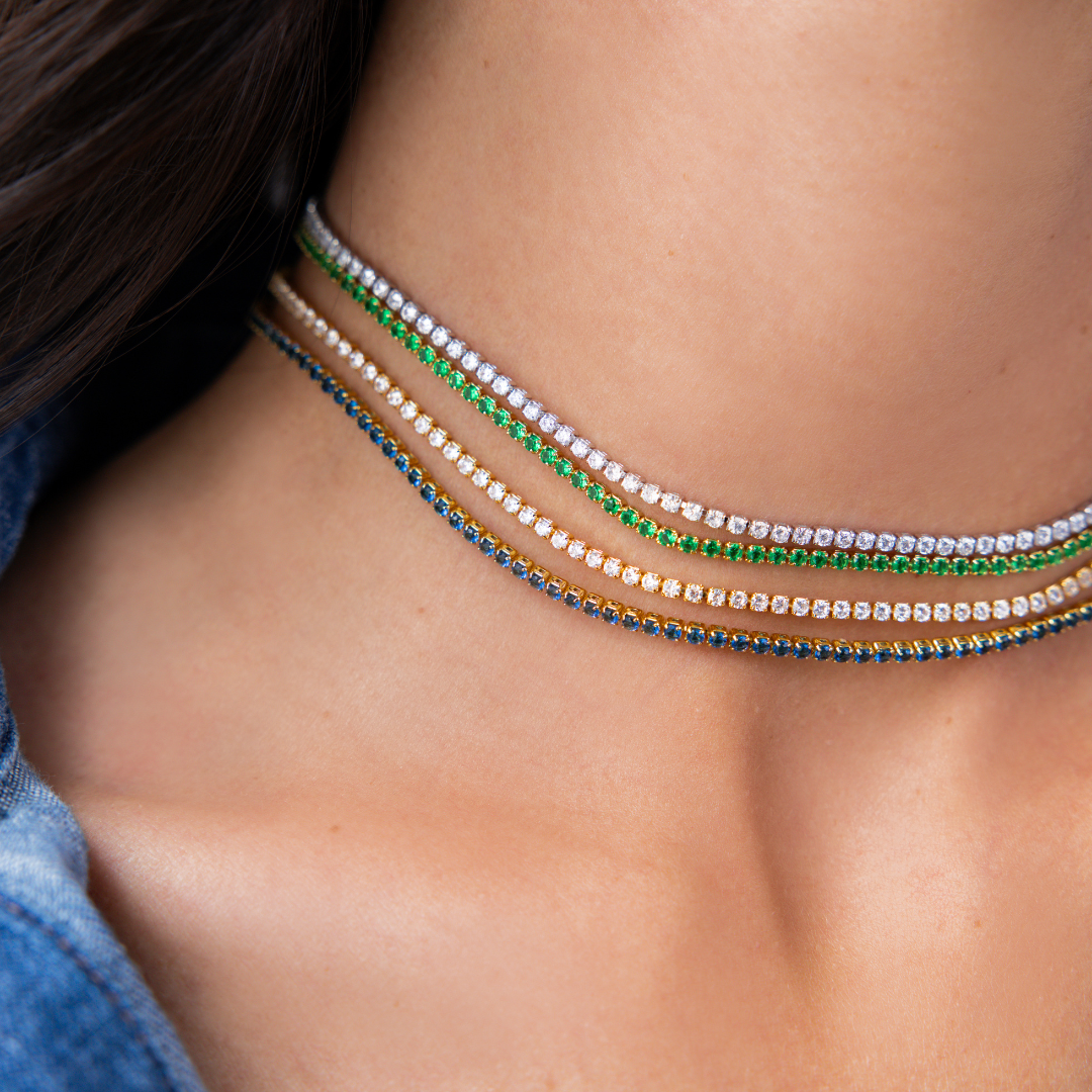 Tennis Choker Silver pink quartz