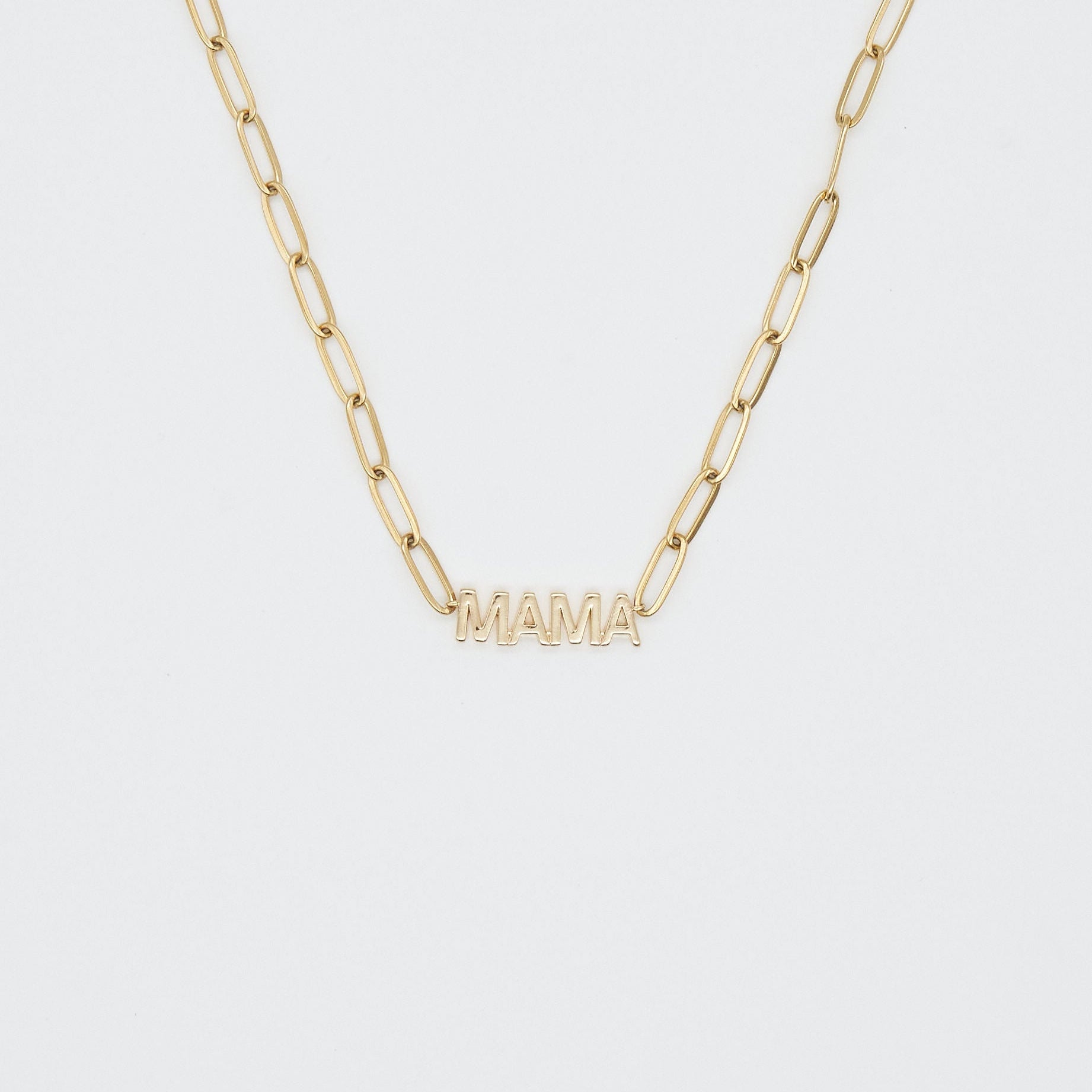 24K Gold Mama Paperclip Pendant Necklace