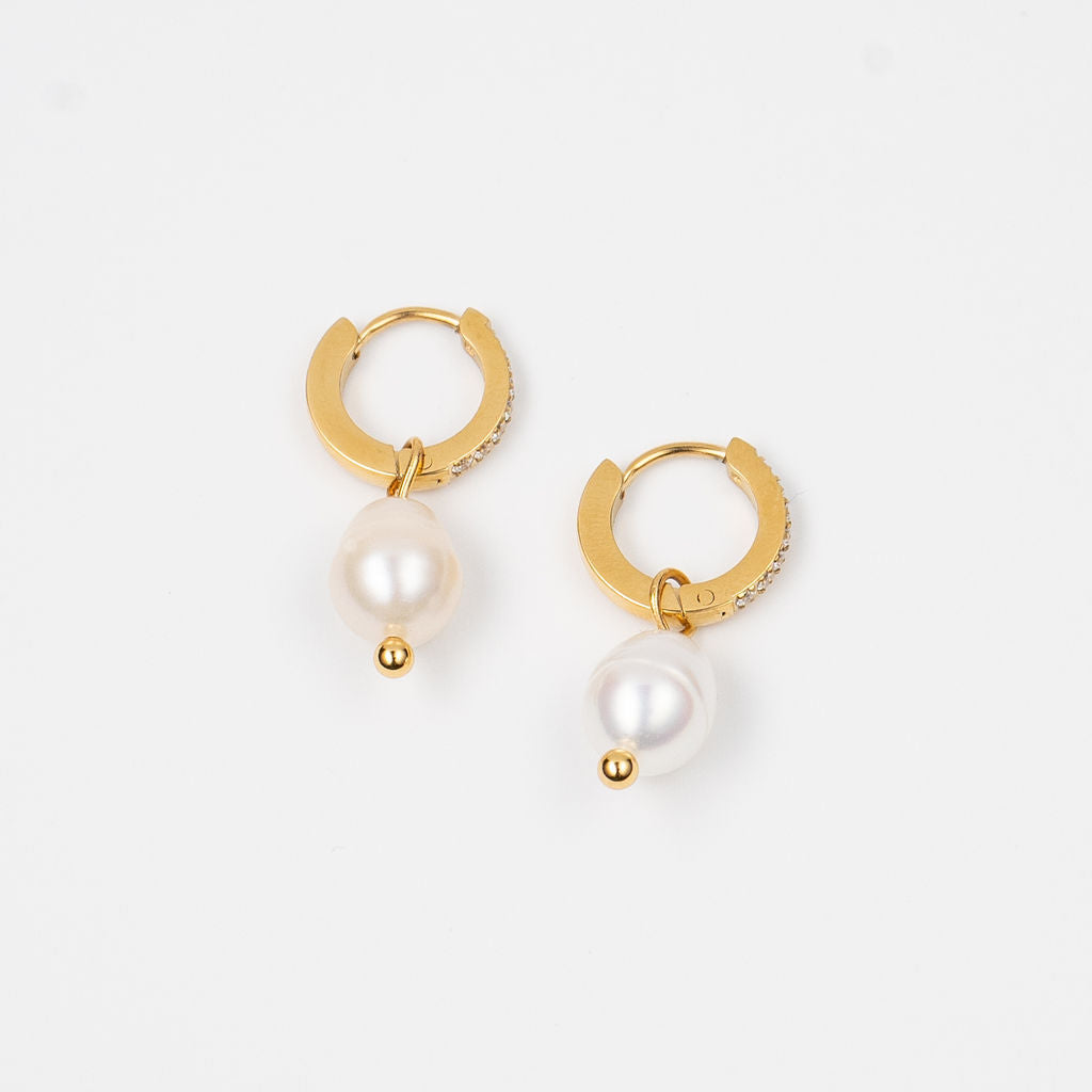 Waterproof Crystal Pearl Drop Huggies