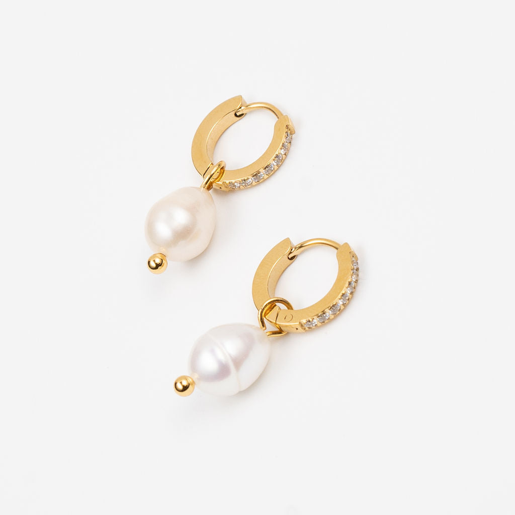 Waterproof Crystal Pearl Drop Huggies