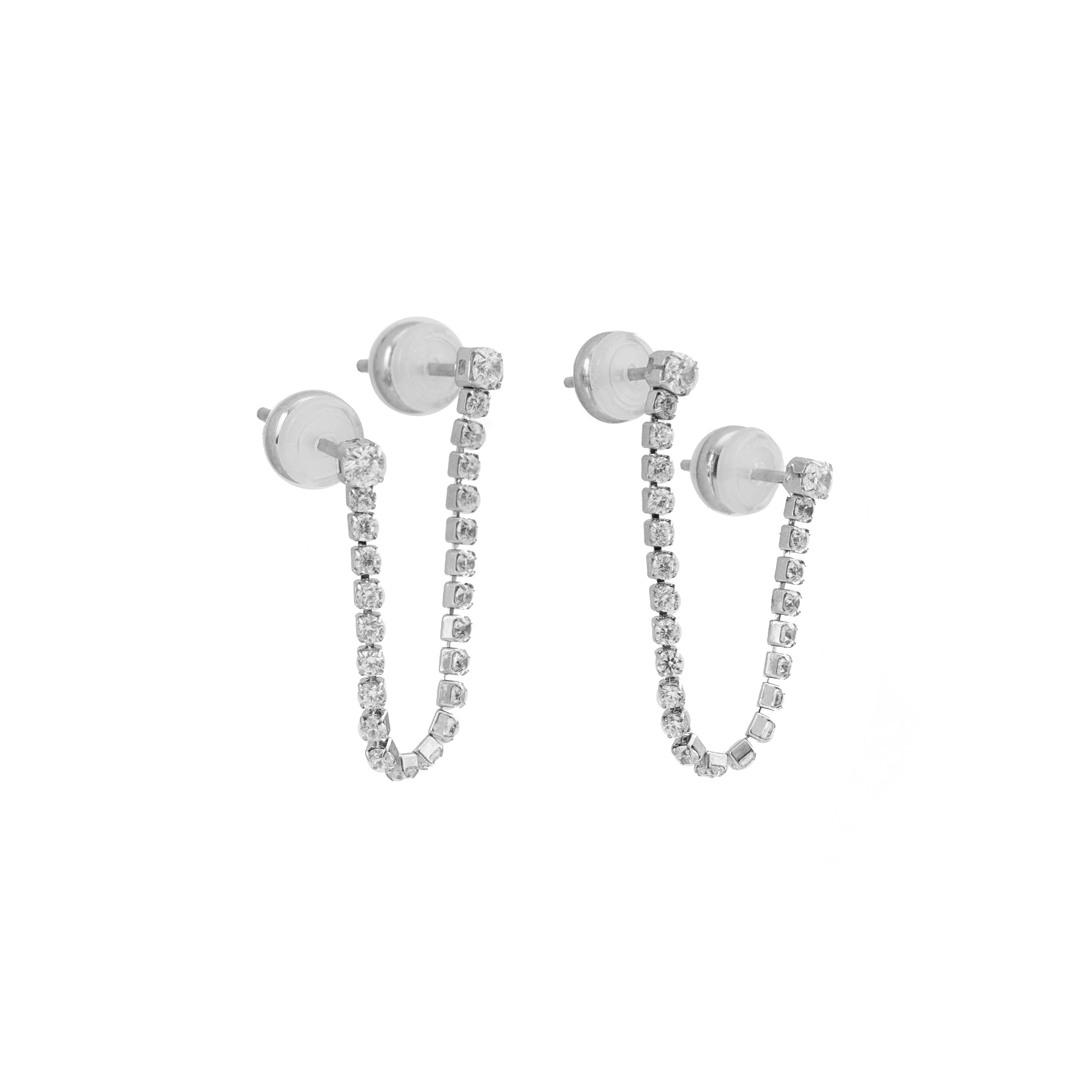 Tennis Double Studs Silver