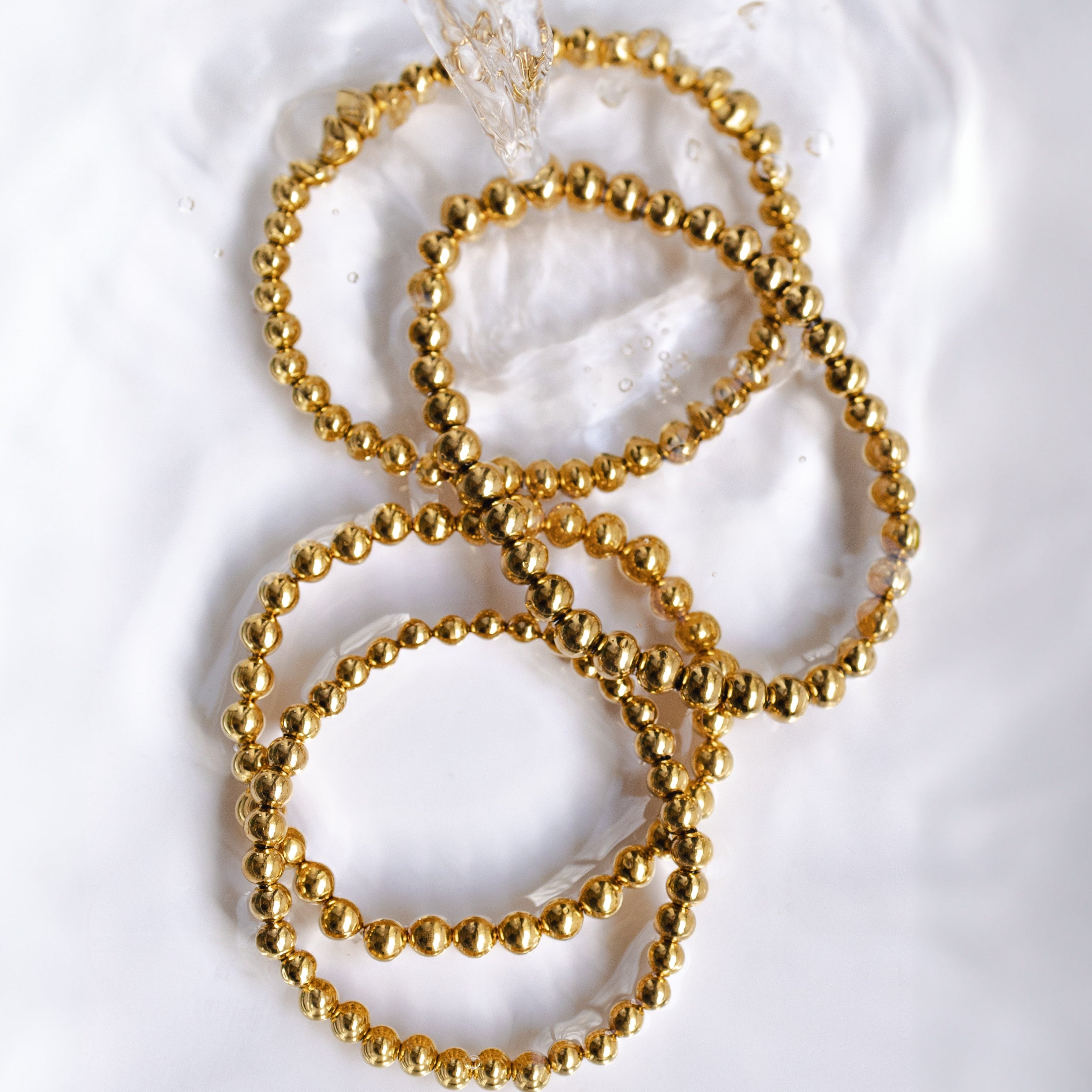 Waterproof Bold Gold Double Beaded Bracelet Set