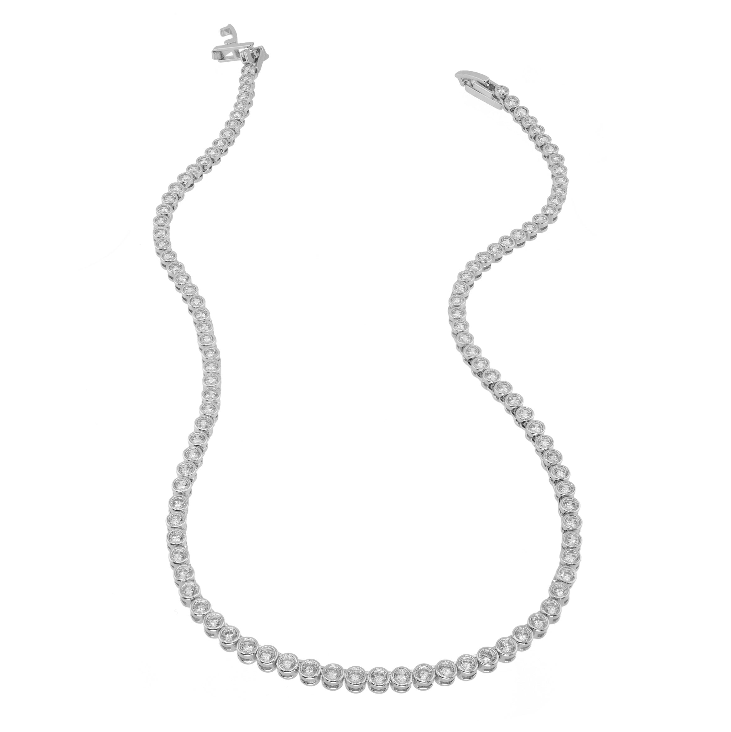 Diamond Tennis Necklace, Silver