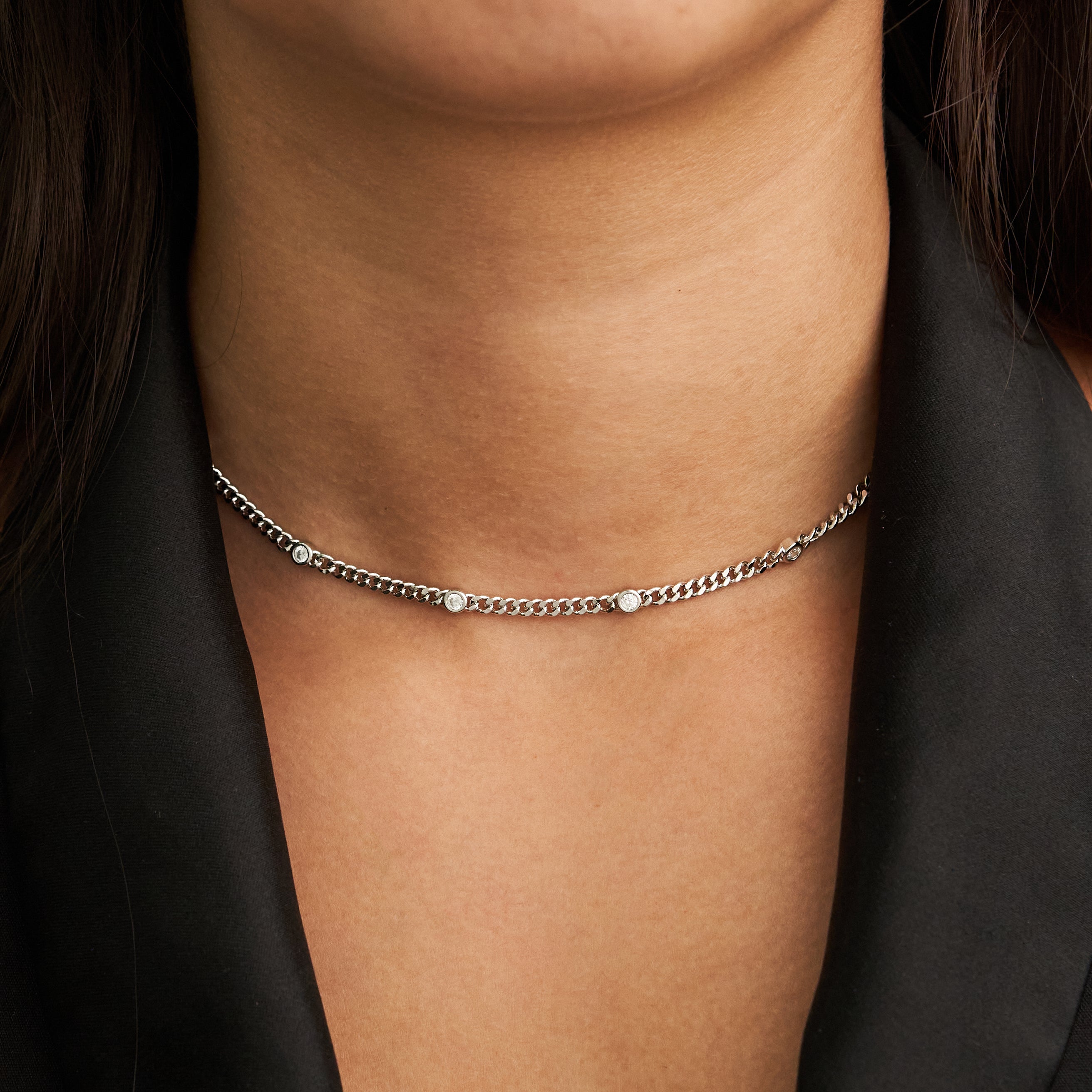 Silver CZ Dainty Choker