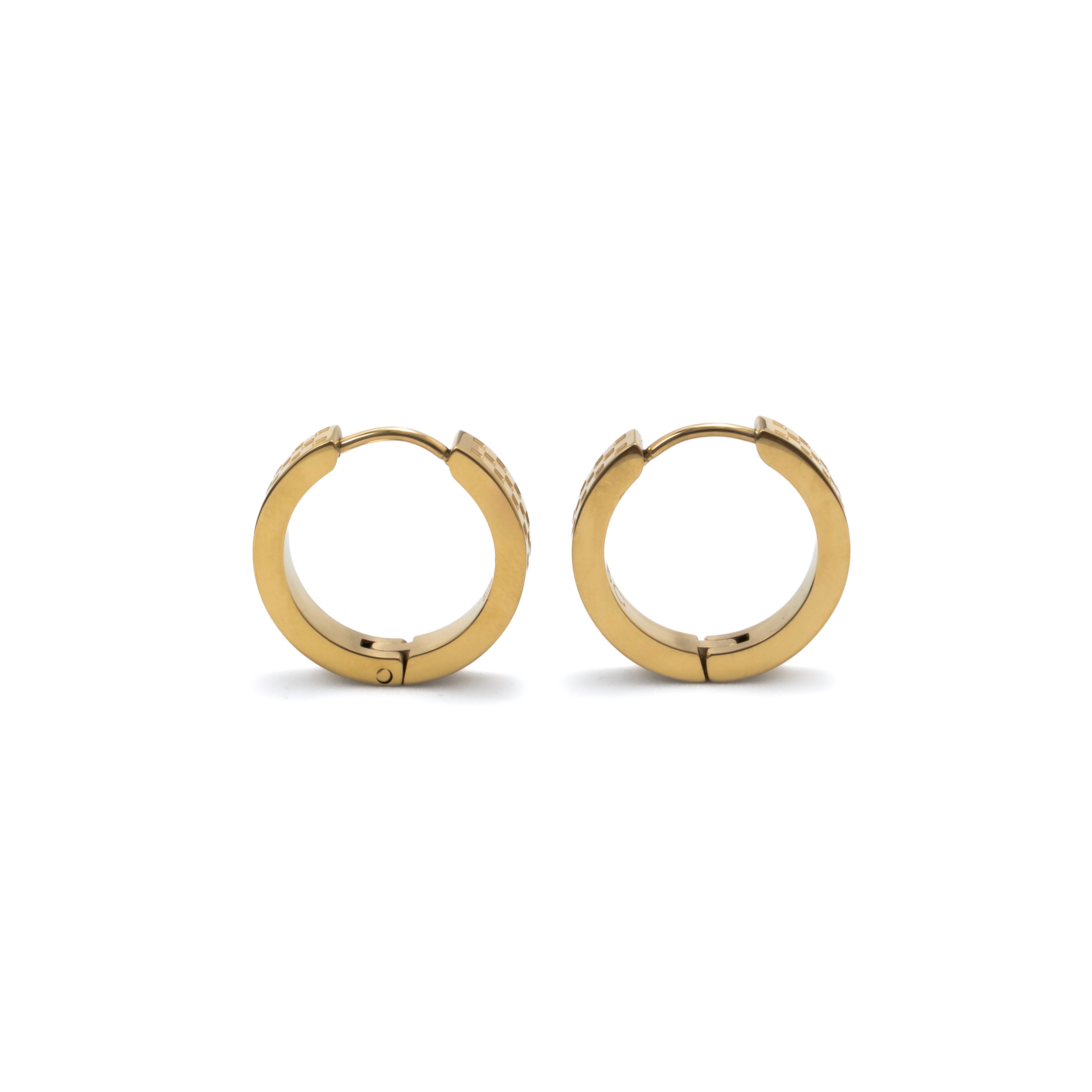 Chess Waterproof Gold Hoop Earrings