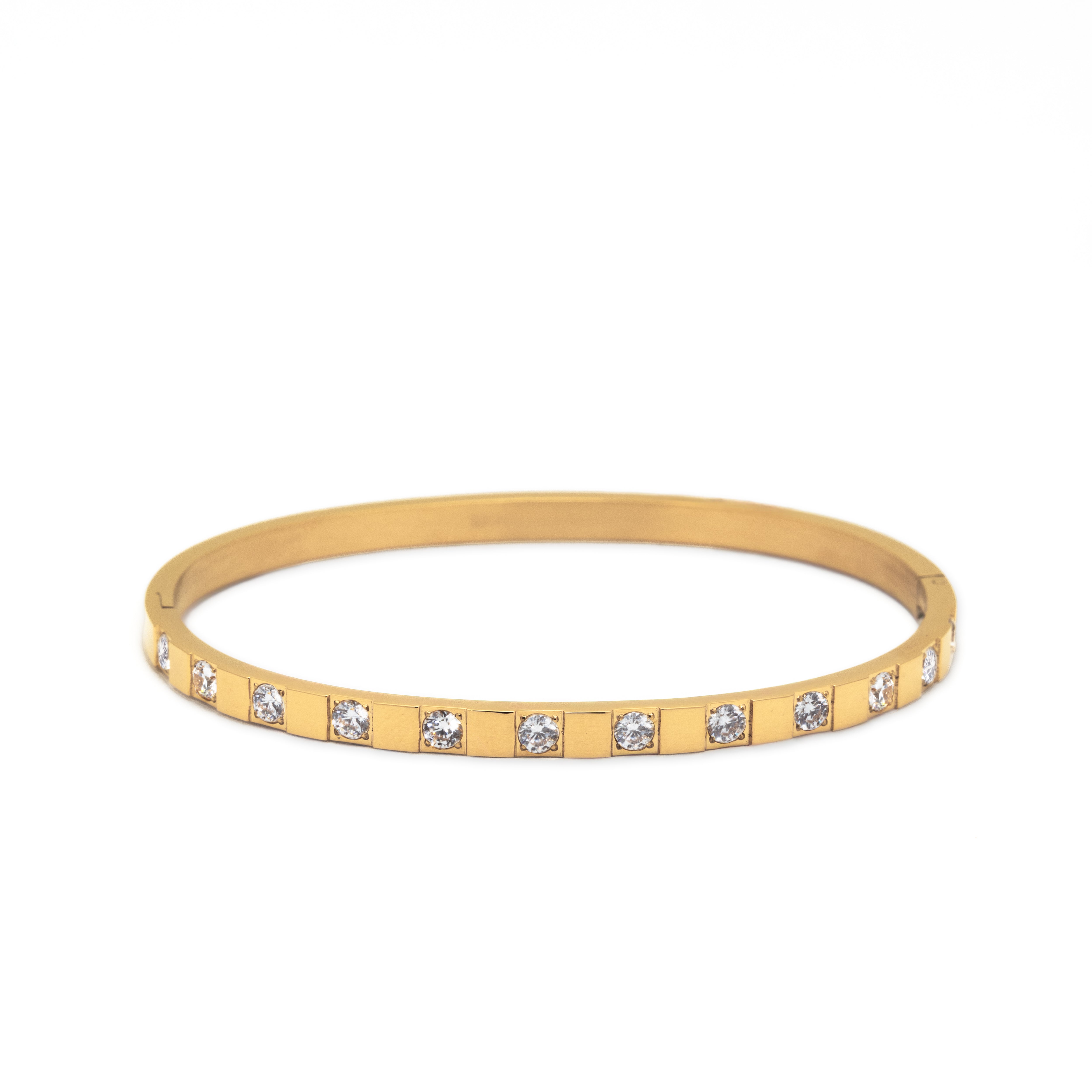 Waterproof Gold Structured Diamond Bangle