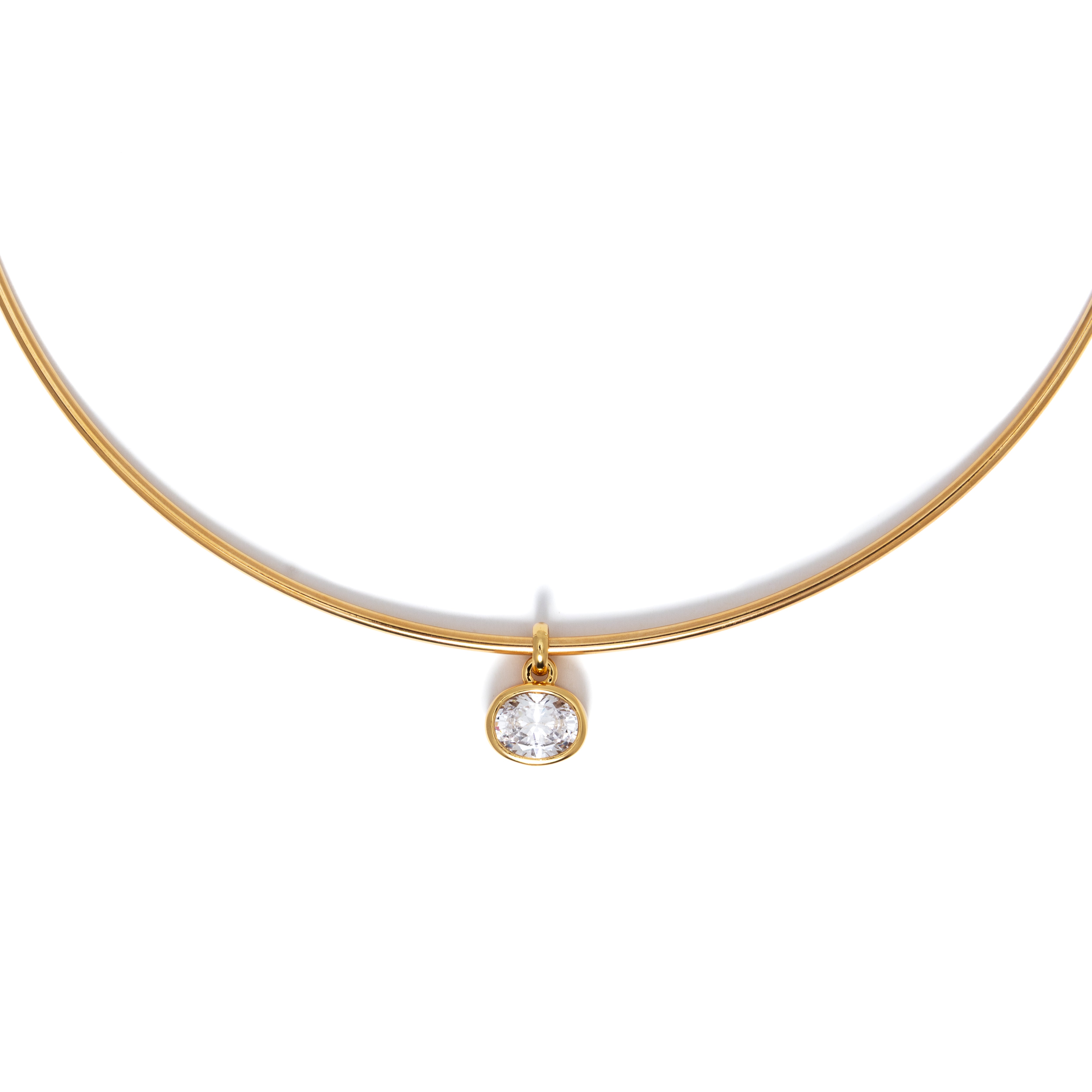 18K Gold Oval Crystal Collar Necklace