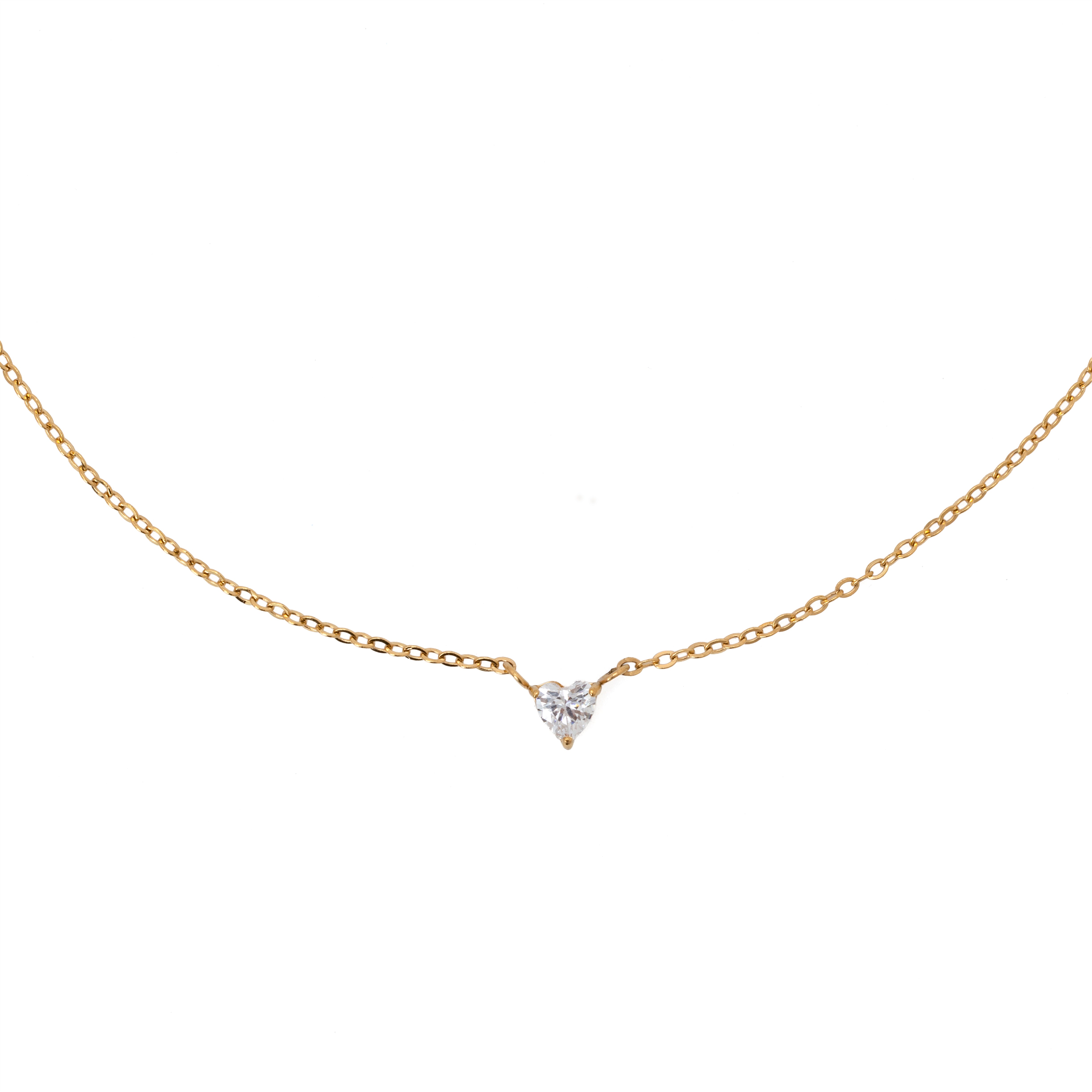 Waterproof 4mm Heart Solitaire Necklace