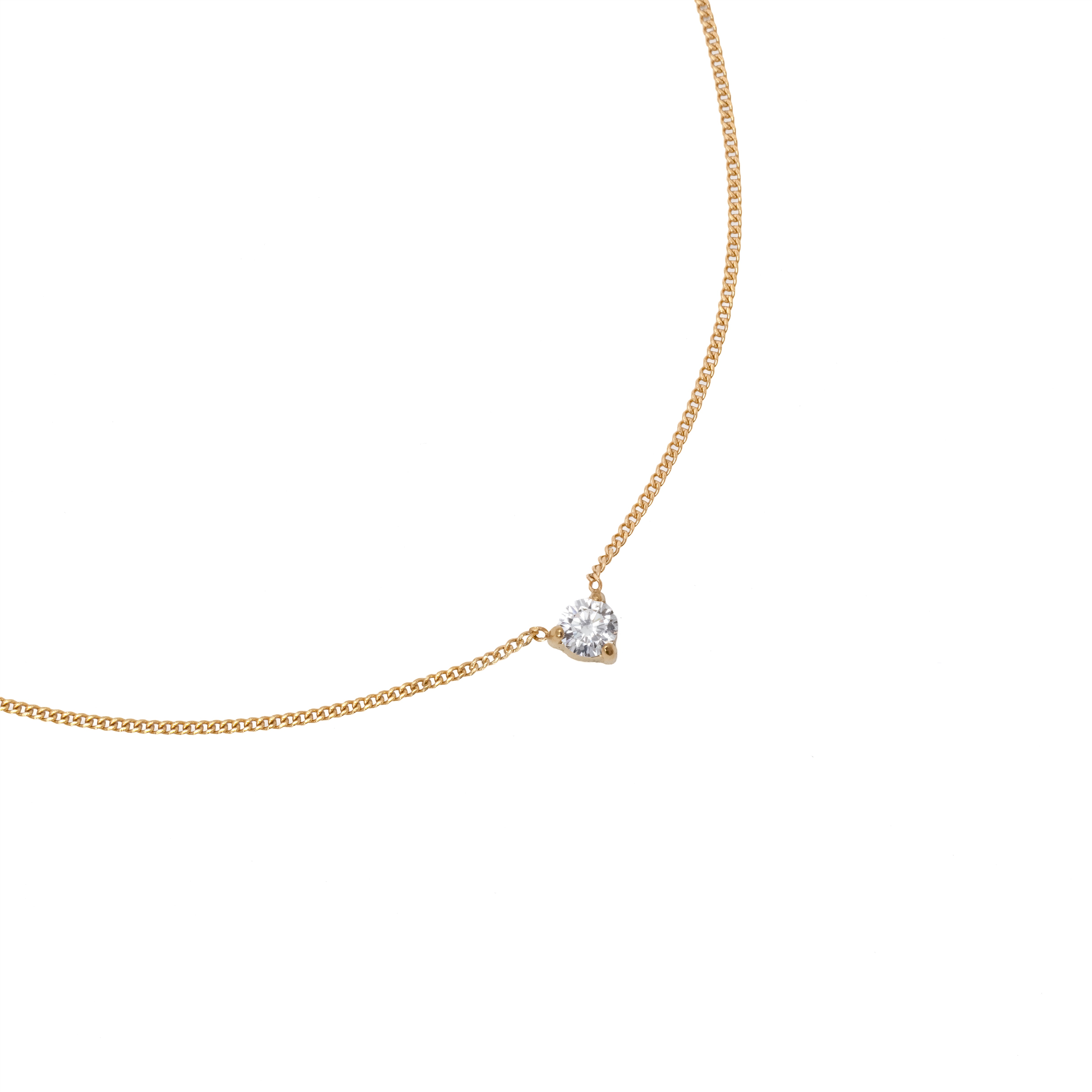 Waterproof 4mm Round Brilliant 5A CZ Solitaire Necklace