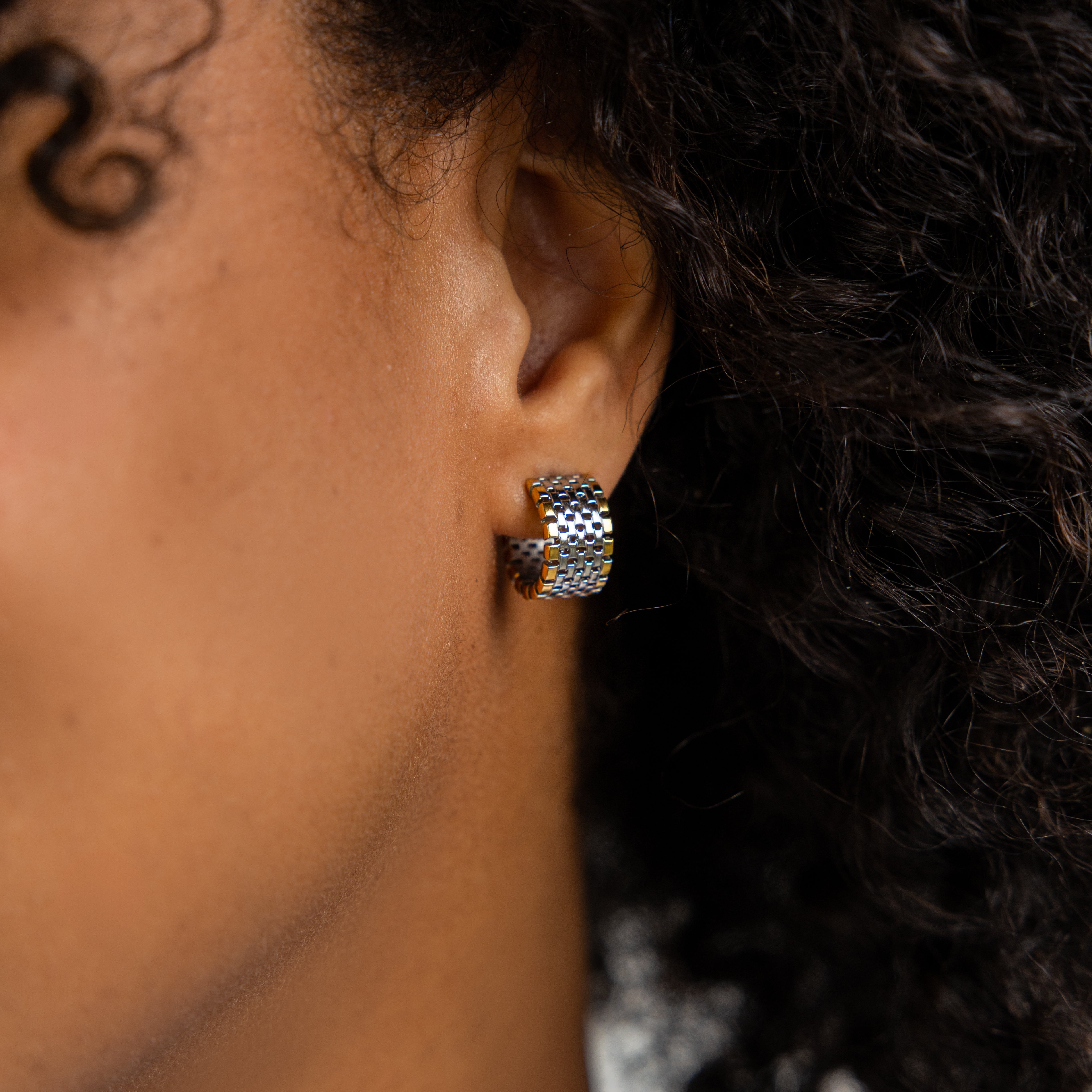 Waterproof Two‑Tone Watch Hoops