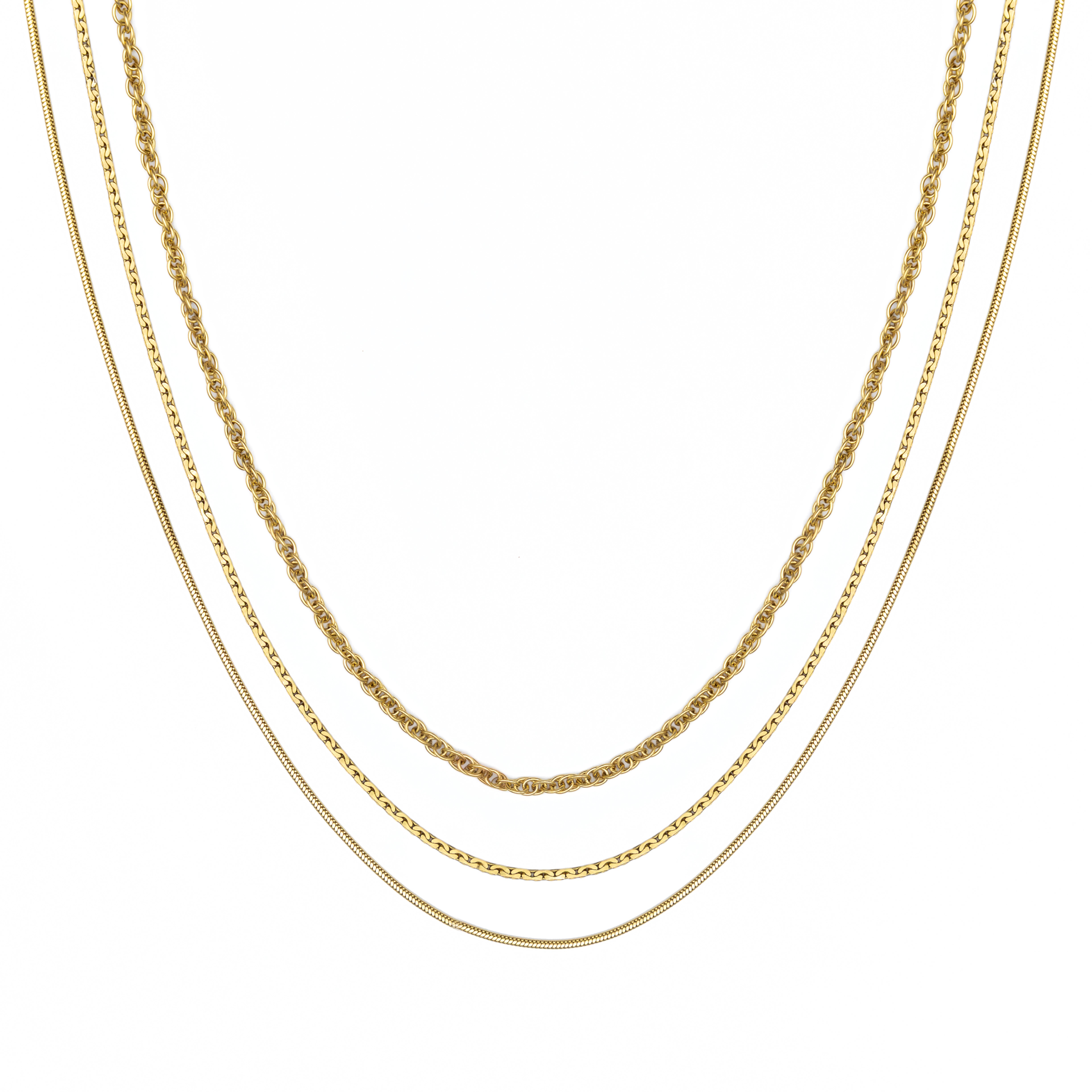 Waterproof Gold Triple Layer Rope Necklace