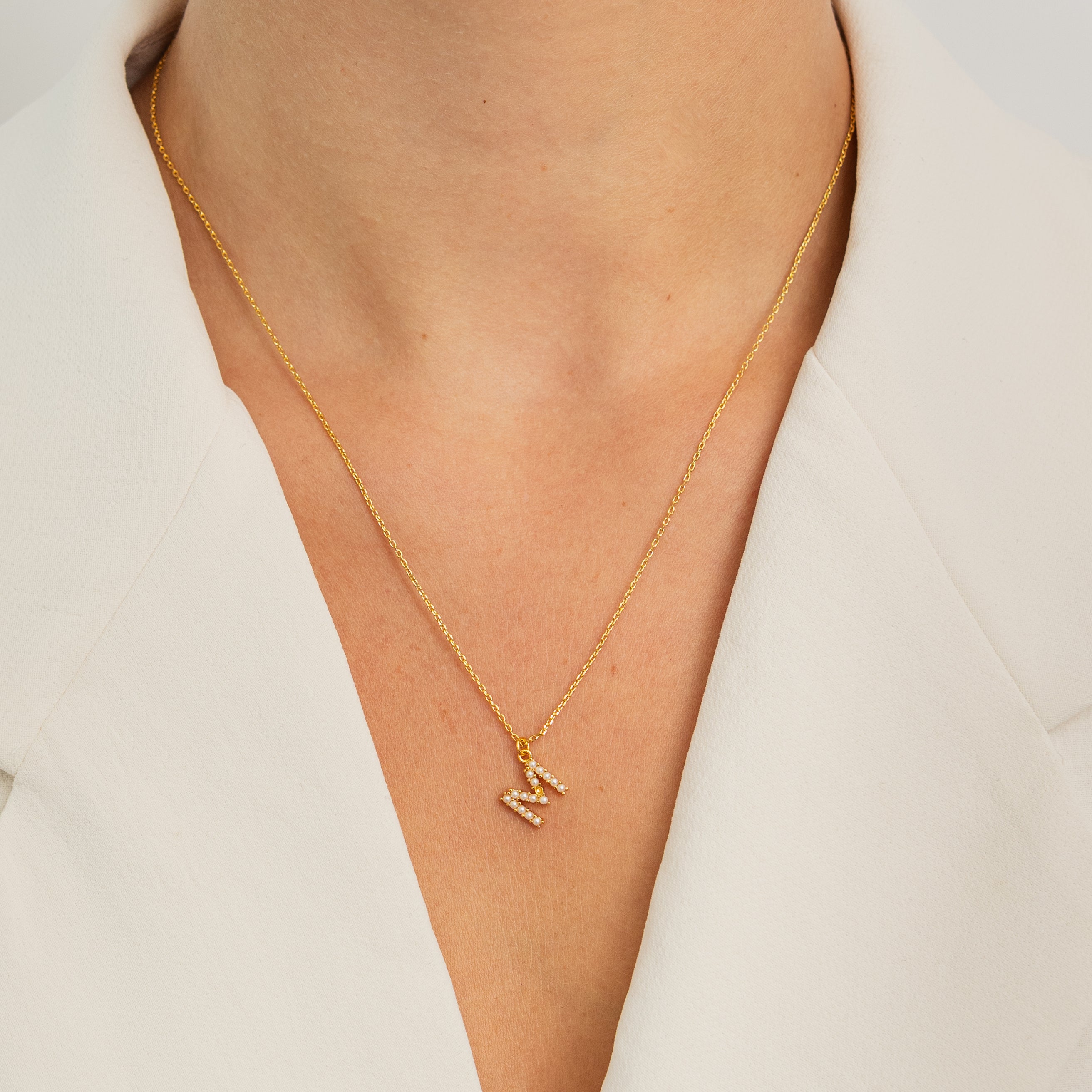 Dainty Love Pearl Initial Necklace