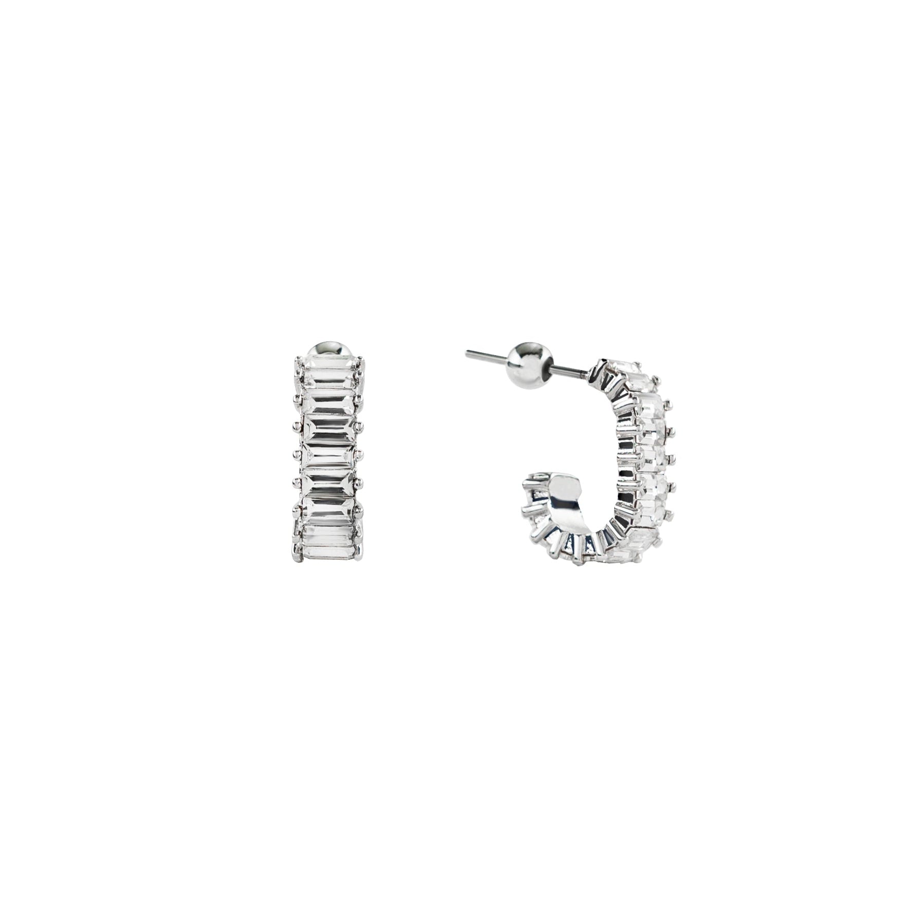 Demi-Fine Silver Squared Diamond Hoops