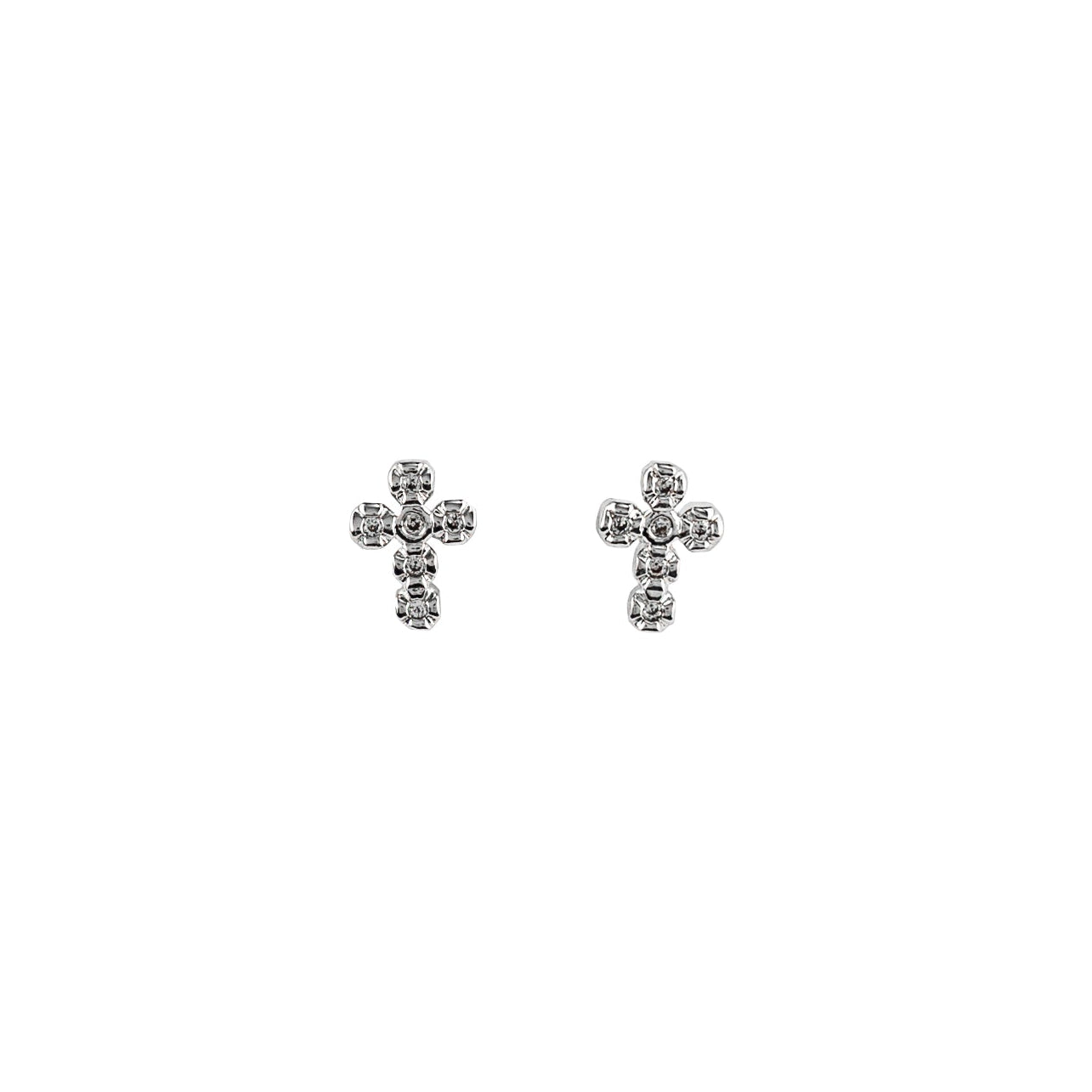 Demi-Fine Silver Crystal Cross Studs