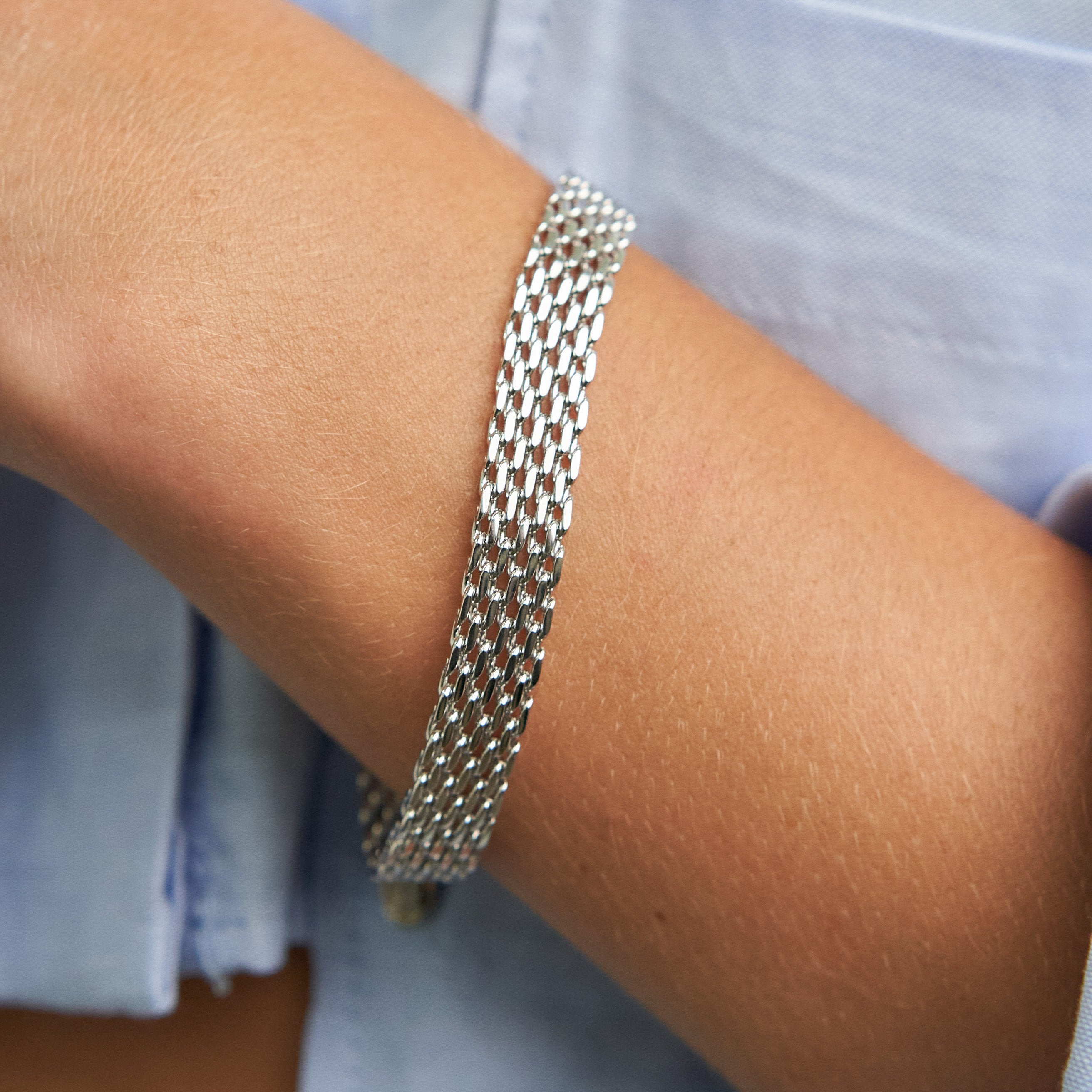 Silver Braided Band Bracelet