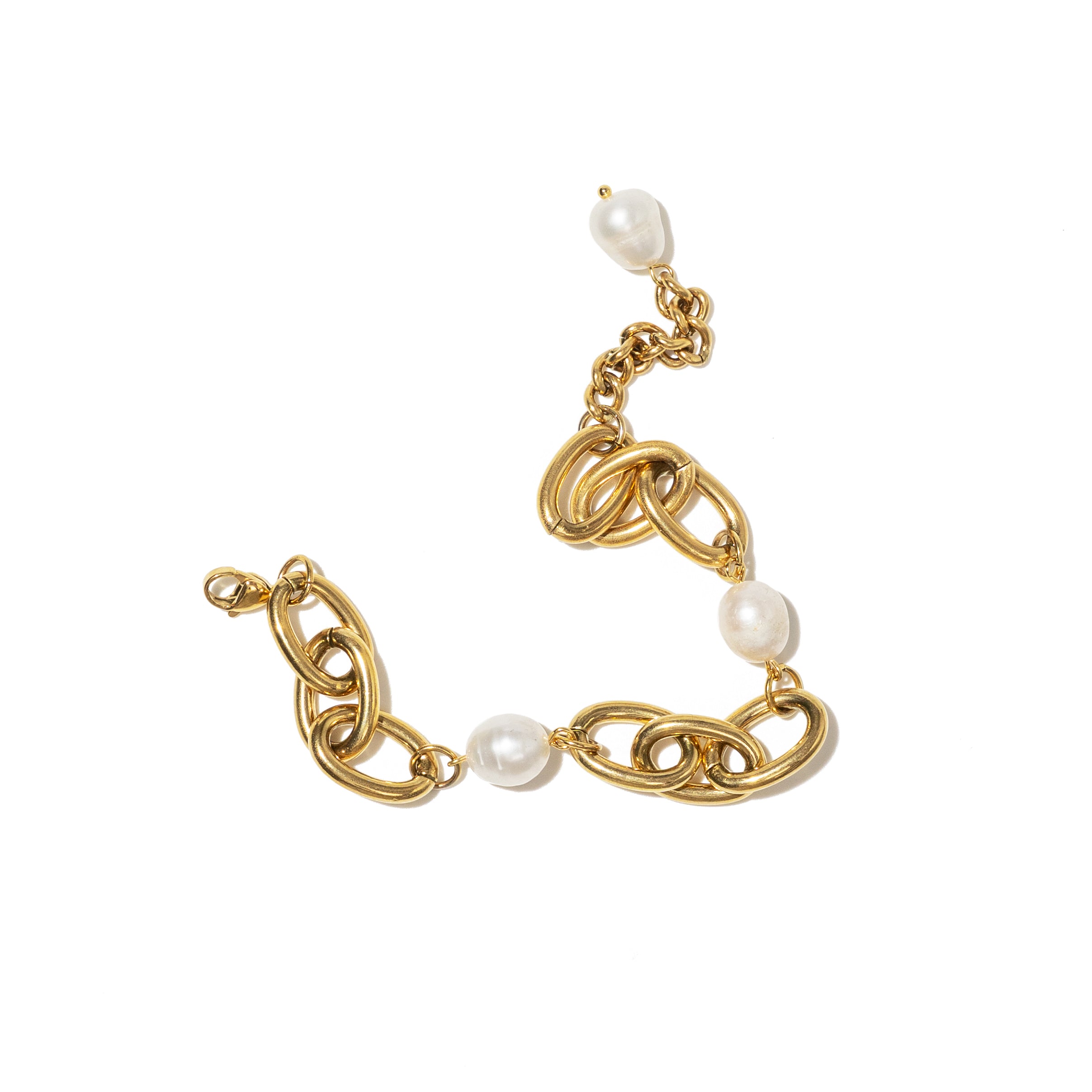 Chunky Chain Bracelet With Pearls